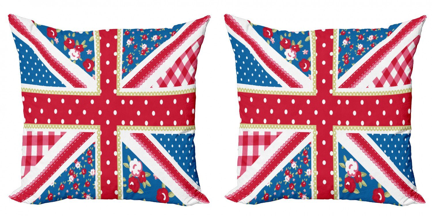 Kissenbezüge Modern Accent Doppelseitiger Digitaldruck, Abakuhaus (2 Stück), Shabby Chic Britische Flagge Floral