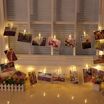 Alster Herz LED-Lichterkette Fotolichterkette Batterie, Stimmungsbeleuchtung mit Photo-Clips, E0206, Fotos Party Weihnachten Hochzeit Erinnerungen