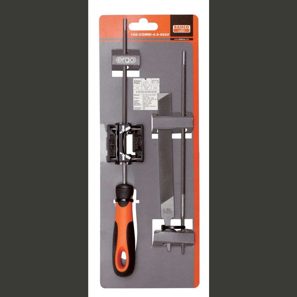 BAHCO Feile Kettensägefeile-Set, Ergo-Heft, 200mm Ø 5.5mm, Feilen-Hilfe