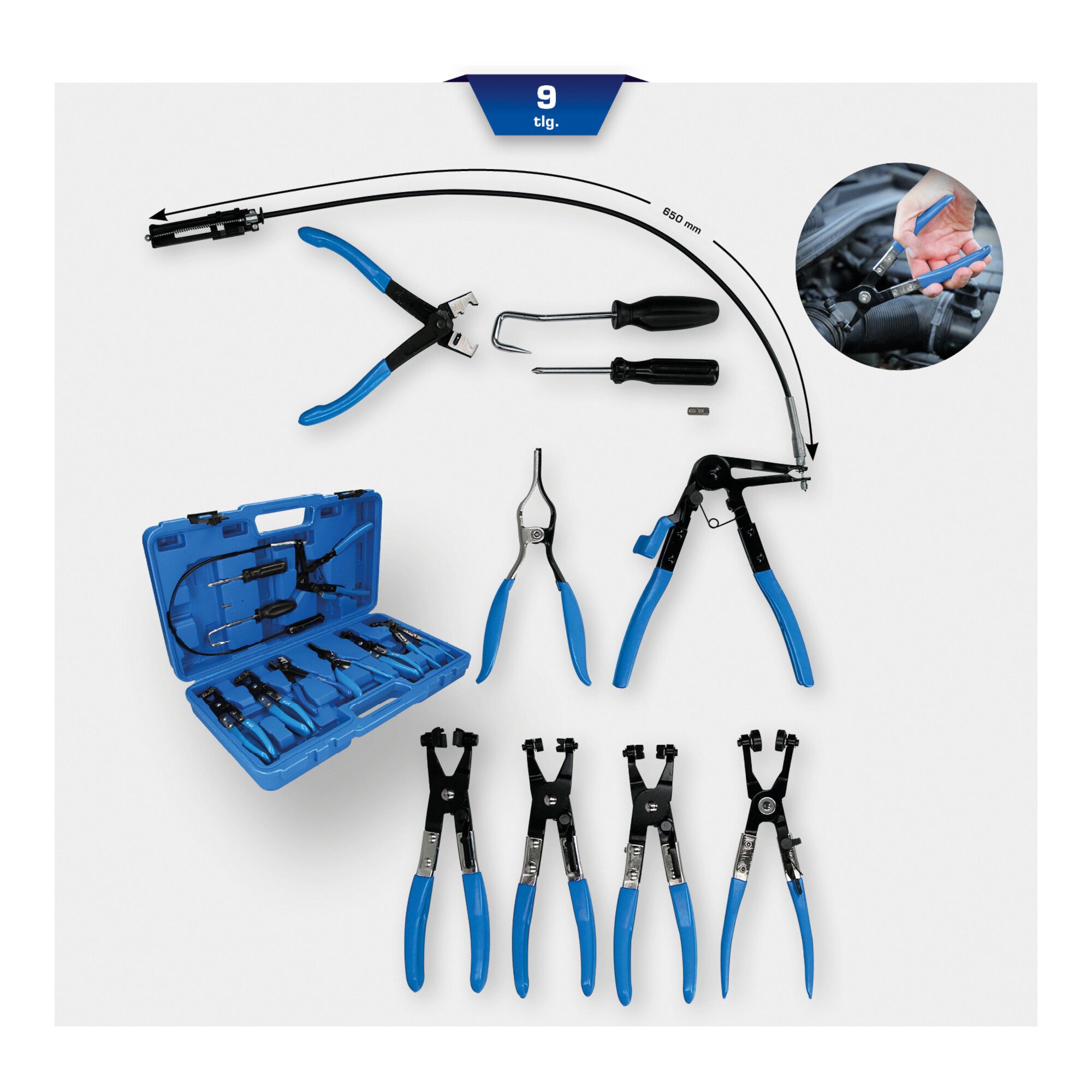 Brilliant Tools Zangenset Brilliant Tools Schlauchschellenzangen-Satz, 9-tlg