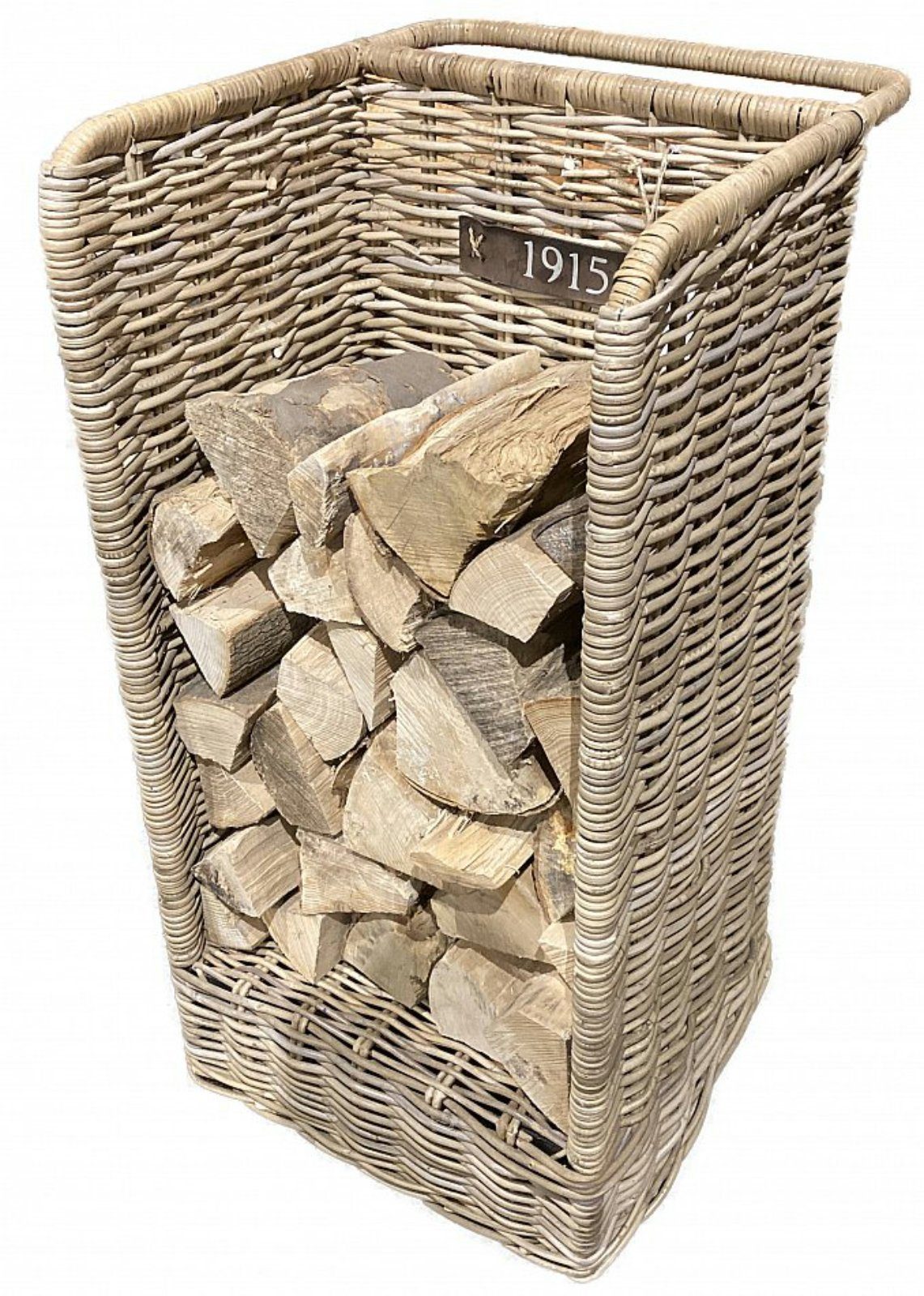 Van der Leeden Kaminholzregal 901571, BxTxH:45x49x91 cm, Mit Griff Rattan-geflecht praktische Rollen