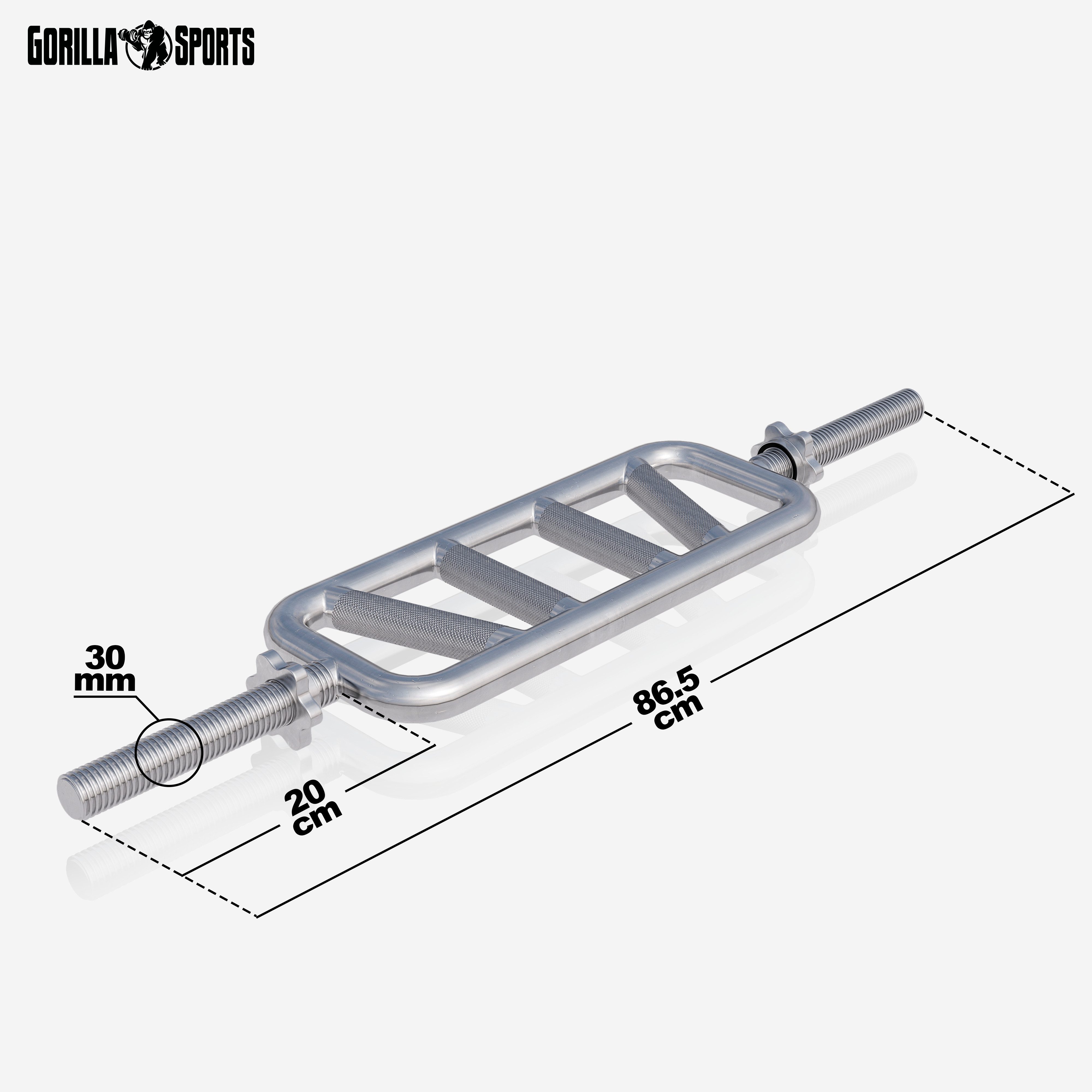 GORILLA SPORTS Langhantelstange Trizepstrainer Diagonal in Chrom, 86.5 cm (3-tlg)
