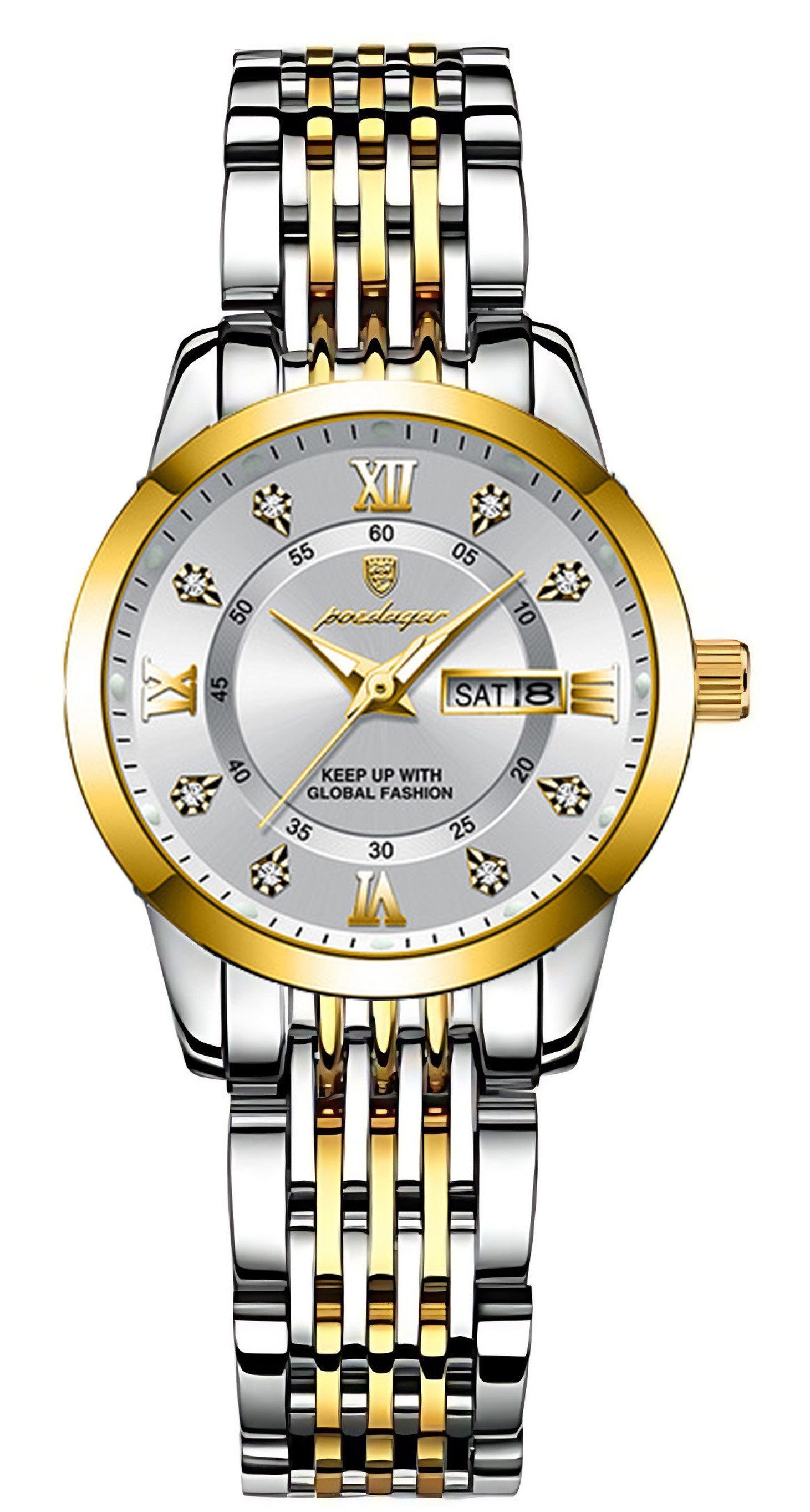 Forrlite Quarzuhr Quarzuhr, Edelstahl Uhr für Damen modisch und leger, (Qua günstig online kaufen