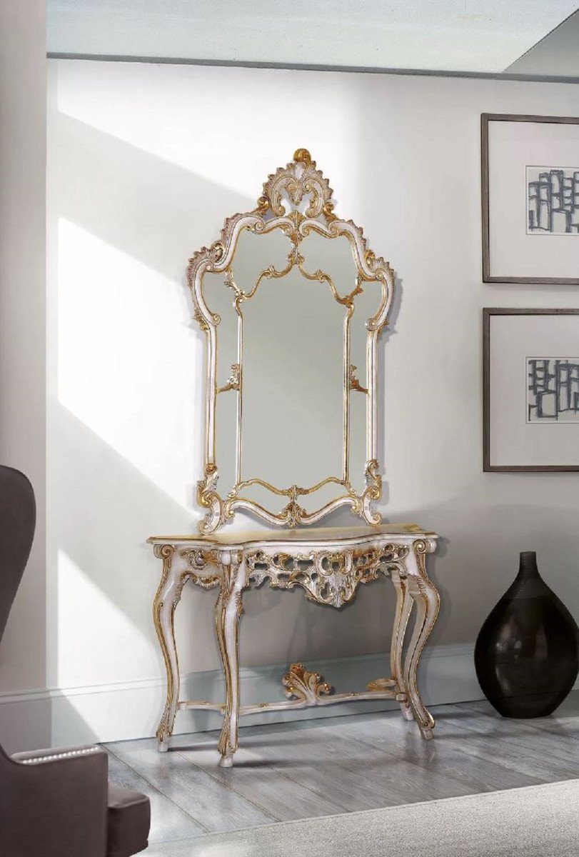 - Italy Barock Luxus Antik in Wohnzimmer - Prunkvoller Padrino Barock Qualität Weiß - Casa Wandspiegel Barockspiegel Hotel Spiegel & Gold Luxus - / Made Möbel im Barockstil