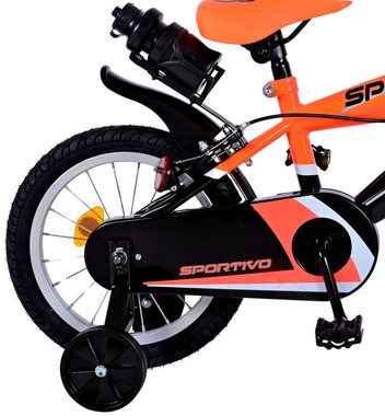 Volare Kinderfahrrad Kinderfahrrad Sportivo Jungen 14 Zoll Kinderrad Neon Orange Schwarz