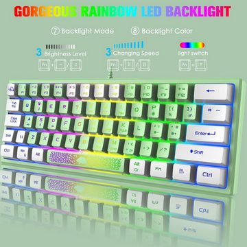 ZIYOU LANG Mit RGB-Hintergrundbeleuchtung Tastatur- und Maus-Set, QWERTZ, mit 4 DPI-Stufen mit optischem Sensor und LED-Lichtsteuerung