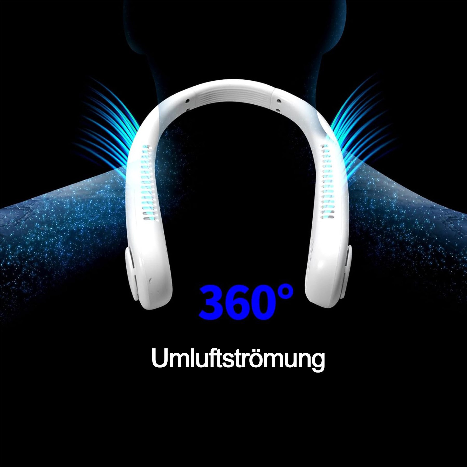 Senmudi Mini USB-Ventilator Tragbarer Nackenventilator, leiser Mini USB Halsventilator ohne Flügel, wiederaufladbarer Neck Fan mit 3 Stufen für Reisen, Büro und Outdoor