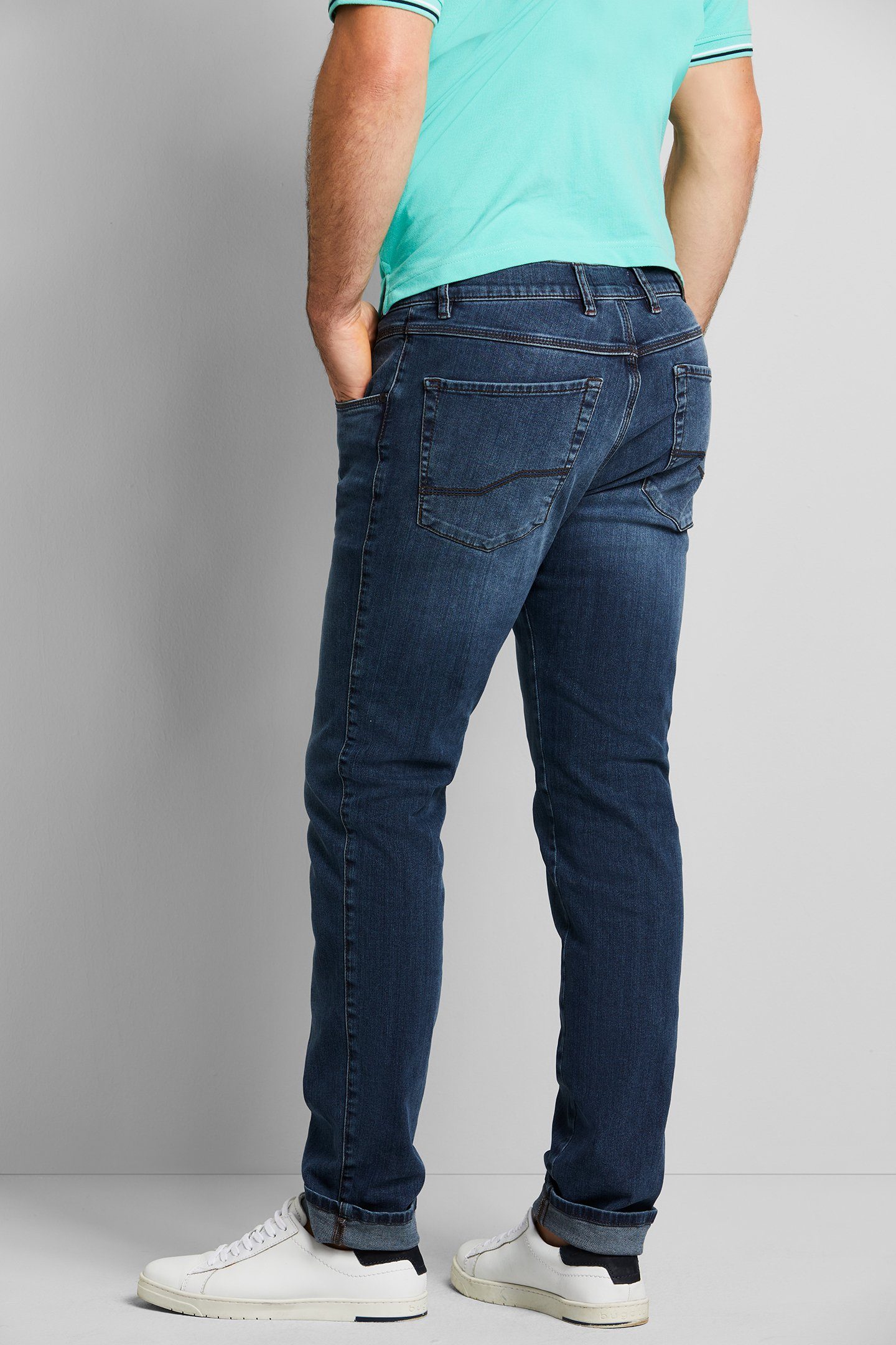 mittelblau 5-Pocket-Jeans stone bugatti mit Stretch Power