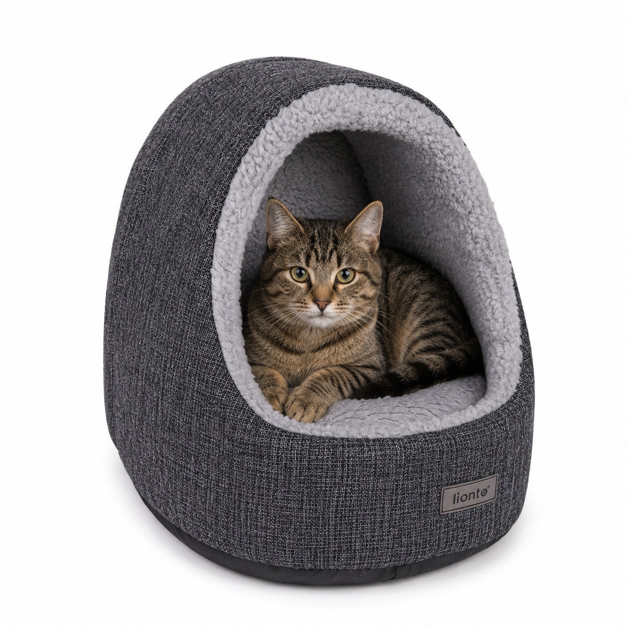 lionto Schlafhöhle für Katzen mit Anti-Rutsch-Boden, abnehmbarer Bezug, waschbar