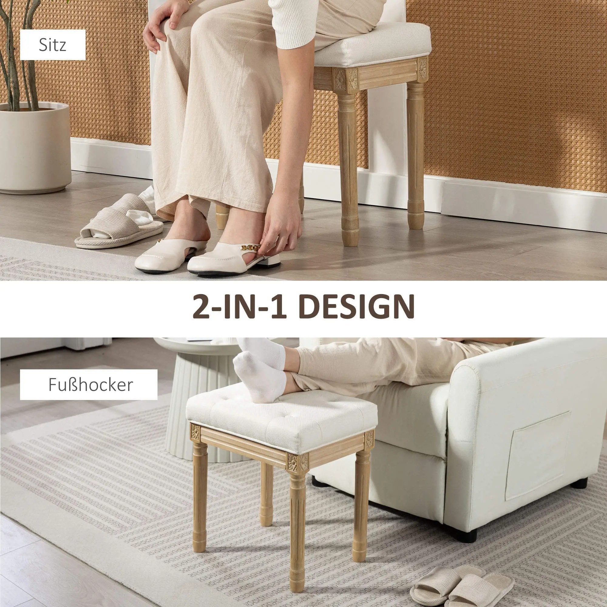 BlingBin Sitzhocker Polsterbank, Fußbank mit gepolstertem Sitz Hocker mit H günstig online kaufen