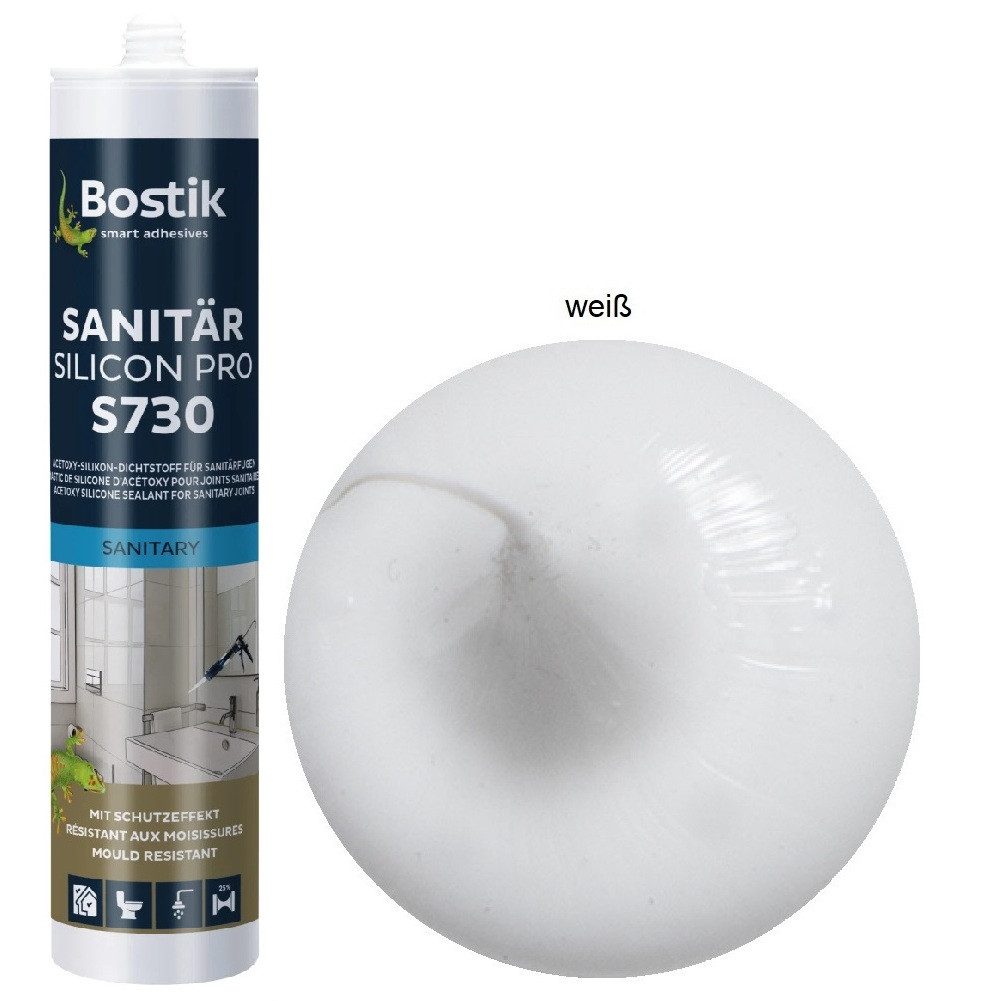 BOSTIK Dichtstoff Bostik S730 Sanitär Silicon Pro Dichtstoff 300ml Kartusche, gebrauchsfertig, für innen und außen