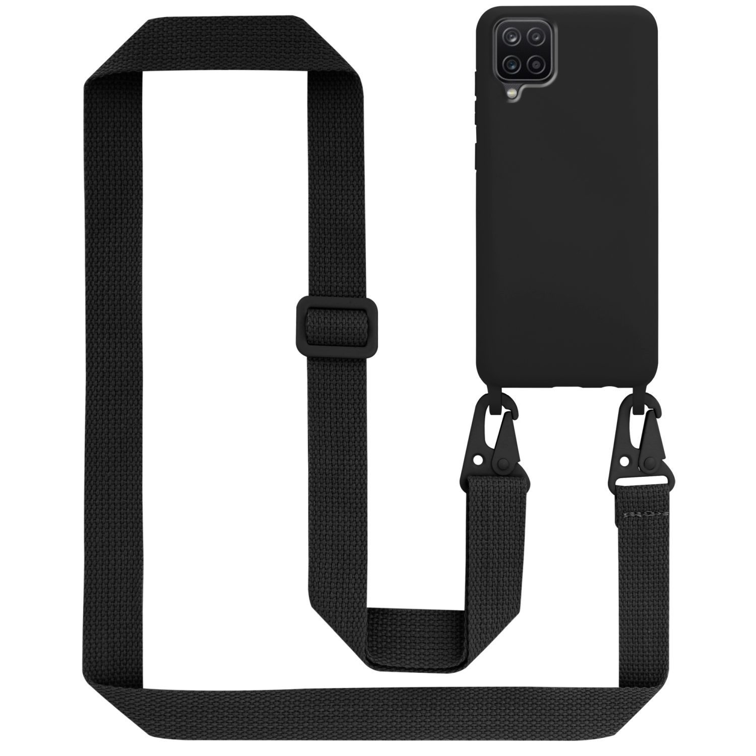 Cadorabo Handyhülle für Samsung Galaxy A12 / M12 Kette Samsung Galaxy A12 / M12, TPU Silikon Handy Schutzhülle - Hülle - Liquid Style - mit Handykette