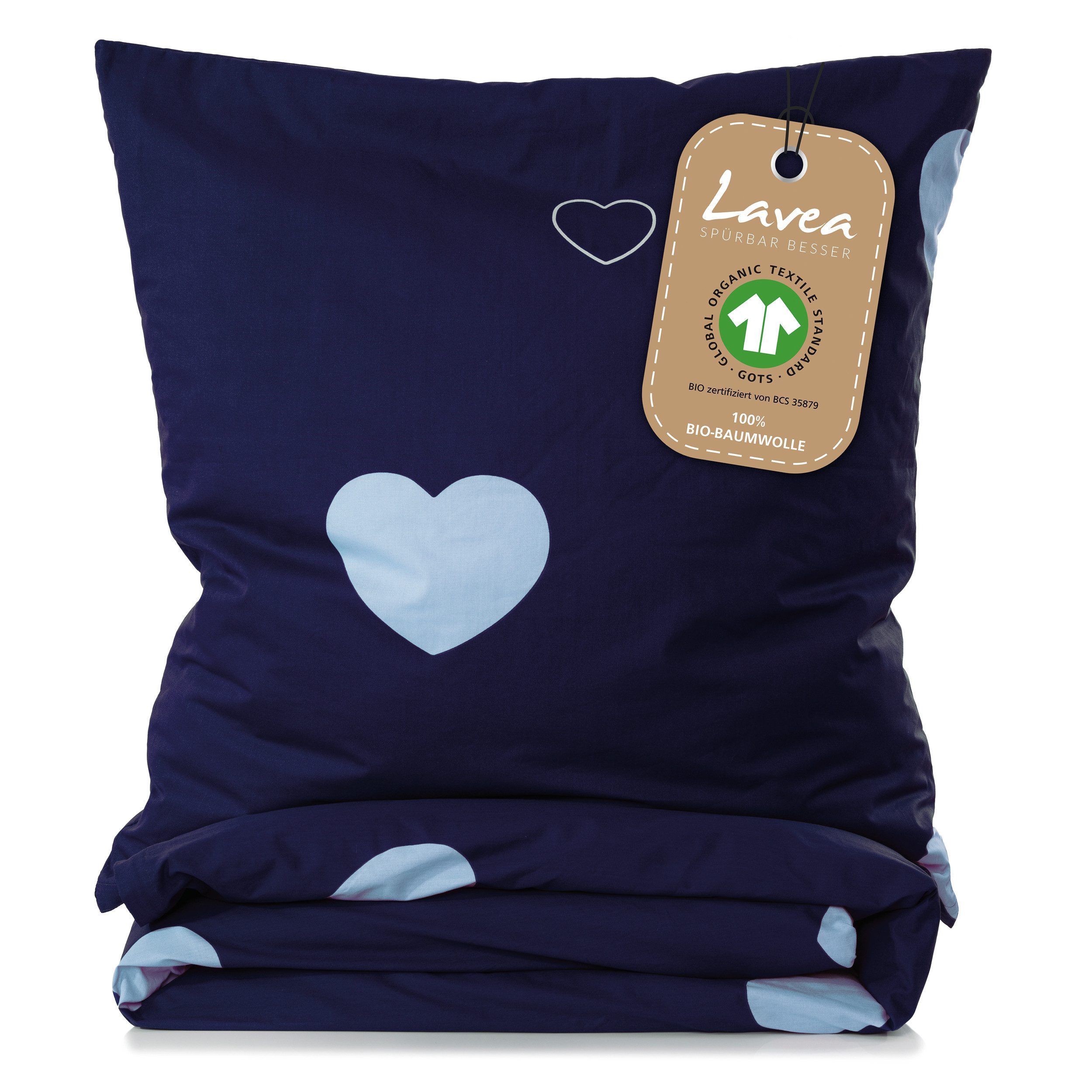 Lavea Kinderbettwäsche Bettwäsche Kinder Herzen Set, 100% Baumwolle, 2 teilig, weiche Bezüge für Bettdecke und Kopfkissen