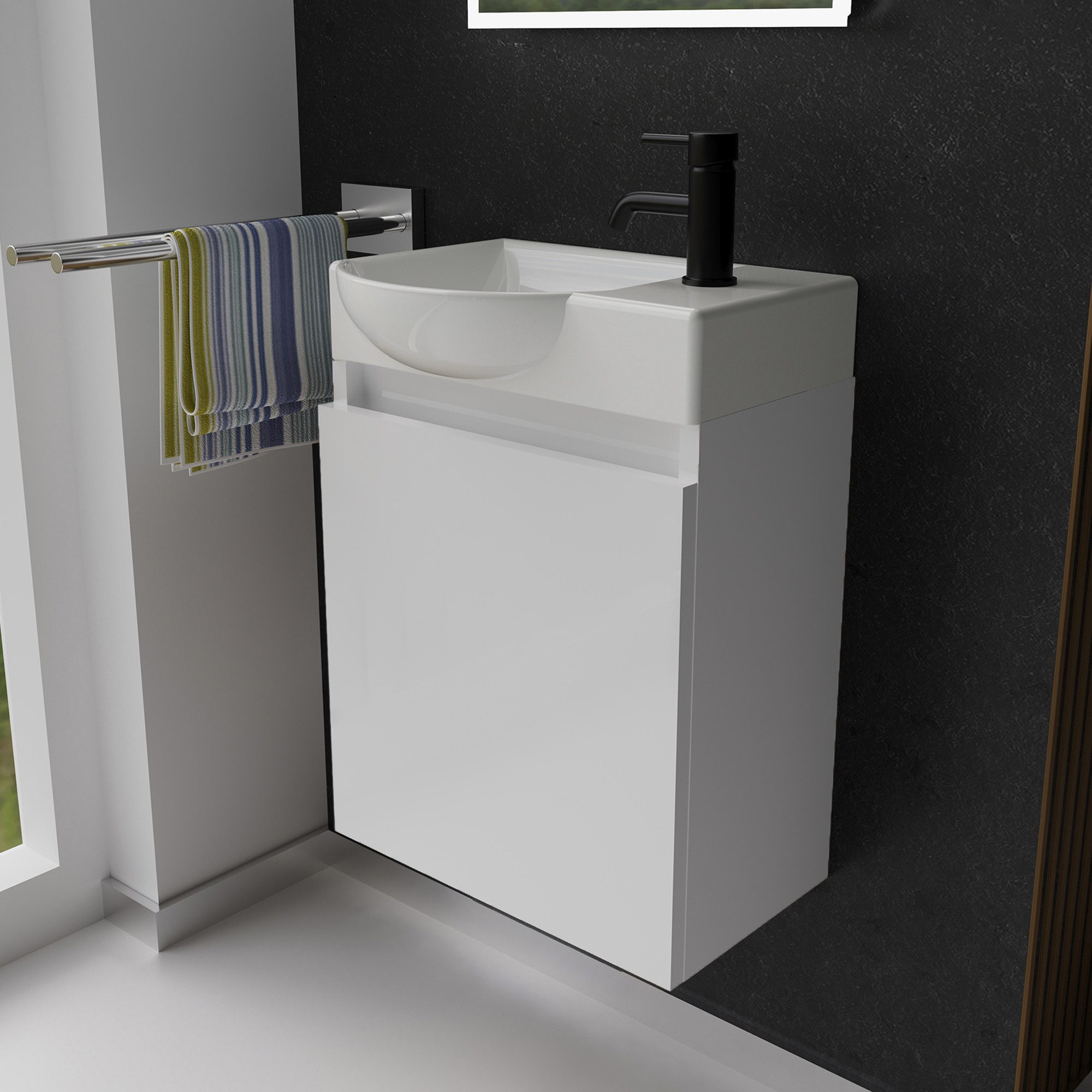 Alpenberger Badmöbel-Set Gäste WC Waschbecken mit Unterschrank - Hängeschra günstig online kaufen