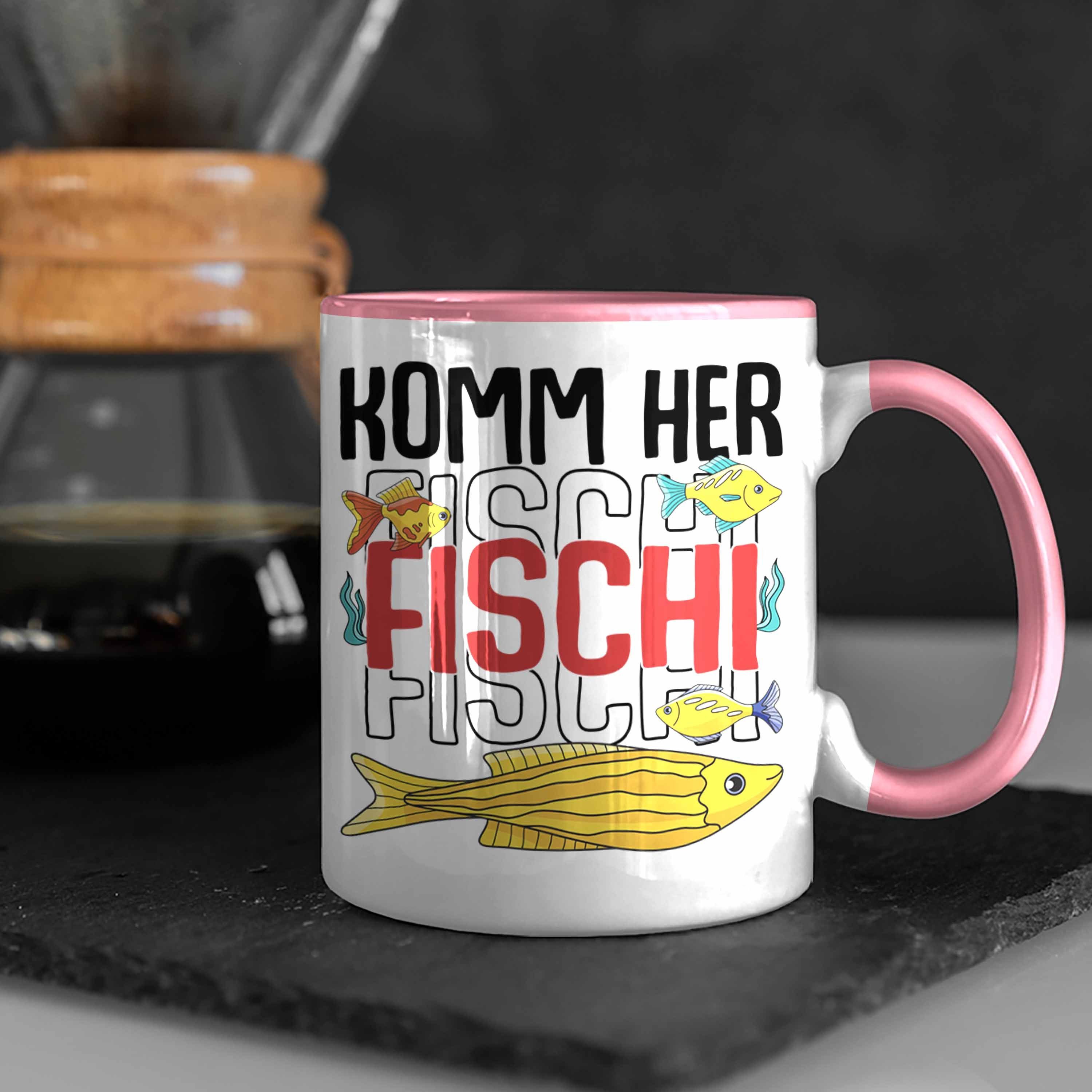 Trendation Tasse Trendation - Angler Fischer Rosa Herr Komm zum Angeln Fischi Tasse Kaffeetasse Geboren Angeln Geschenk Zubehör Hobbyangler