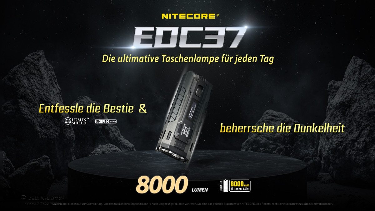 Nitecore Taschenlampe EDC37 2x UHi 20 MAX Luminblade taktische Taschenlampe mit 8000 Lumen (1-St)