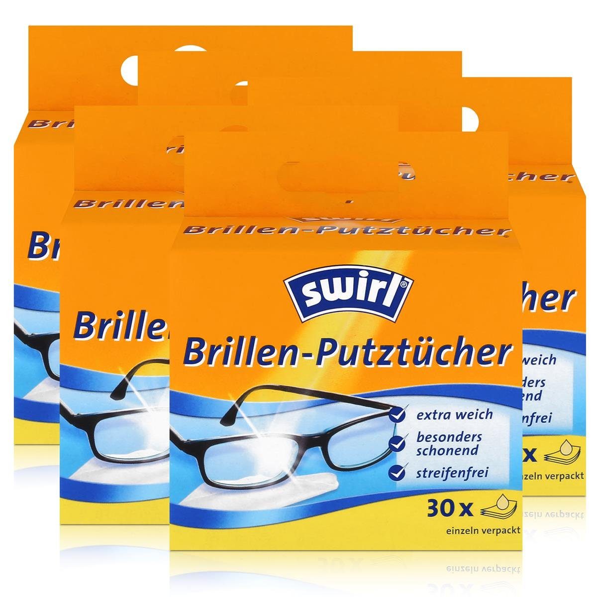 Swirl Swirl Brillen Putztücher 30 stk. Tücher - Mit Anti-Beschlag-Effekt (5e Reinigungstücher