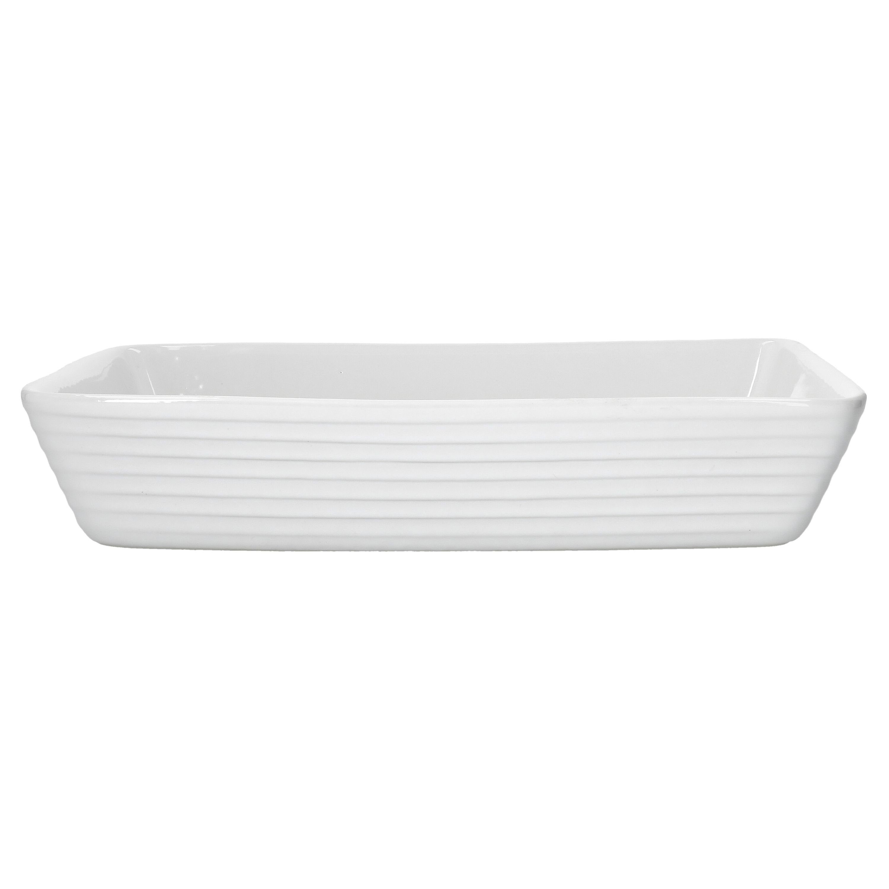 MamboCat Auflaufform Auflaufform rechteckig weiß Keramik Ofen, 31,5x21,5cm Back-Form 1,9L Steingut
