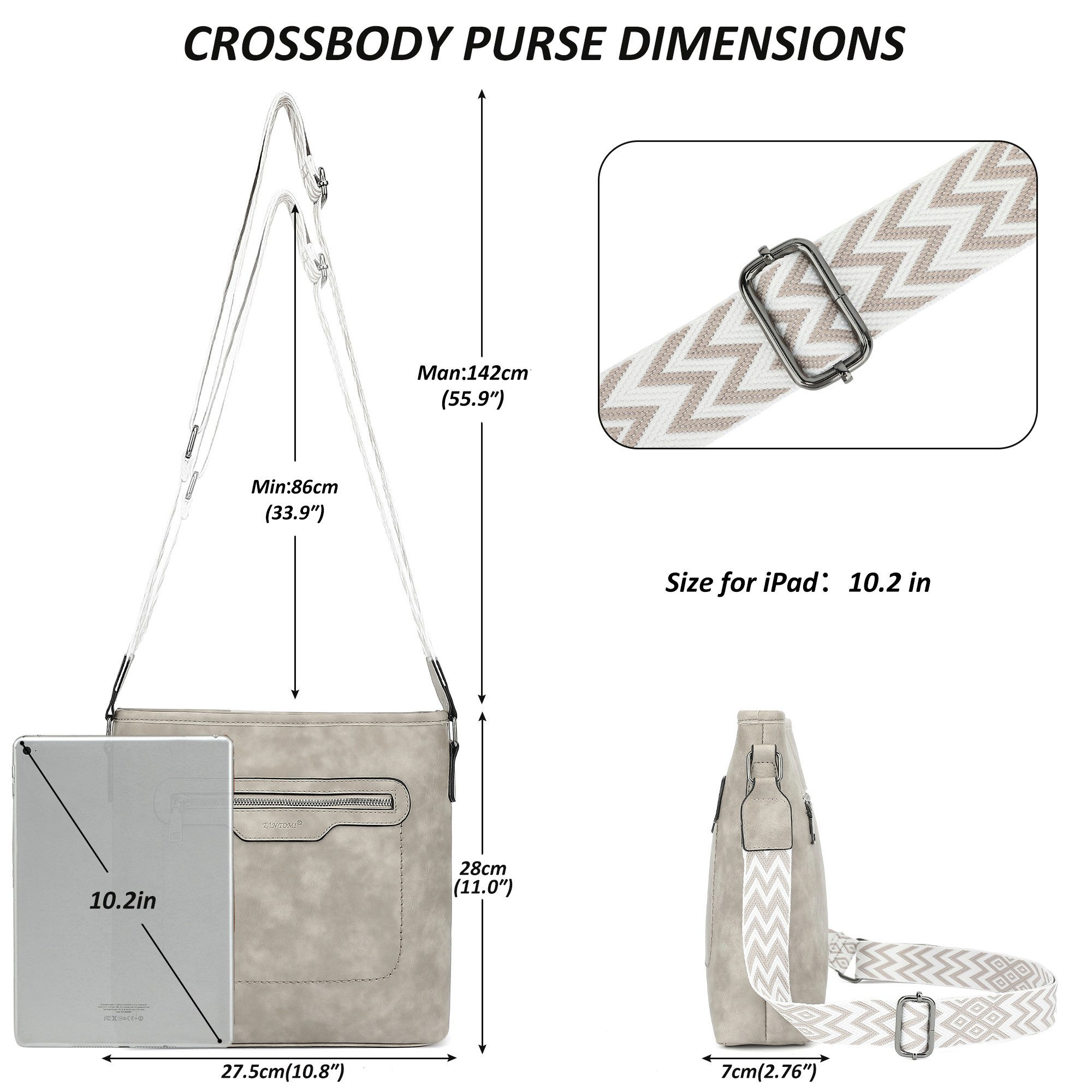 TAN.TOMI Umhängetasche Schultertasche für Damen Modische Henkeltasche Crossbody Bag, Multi-Taschen-Design, verstellbare Schultergurte, Gesäßtasche