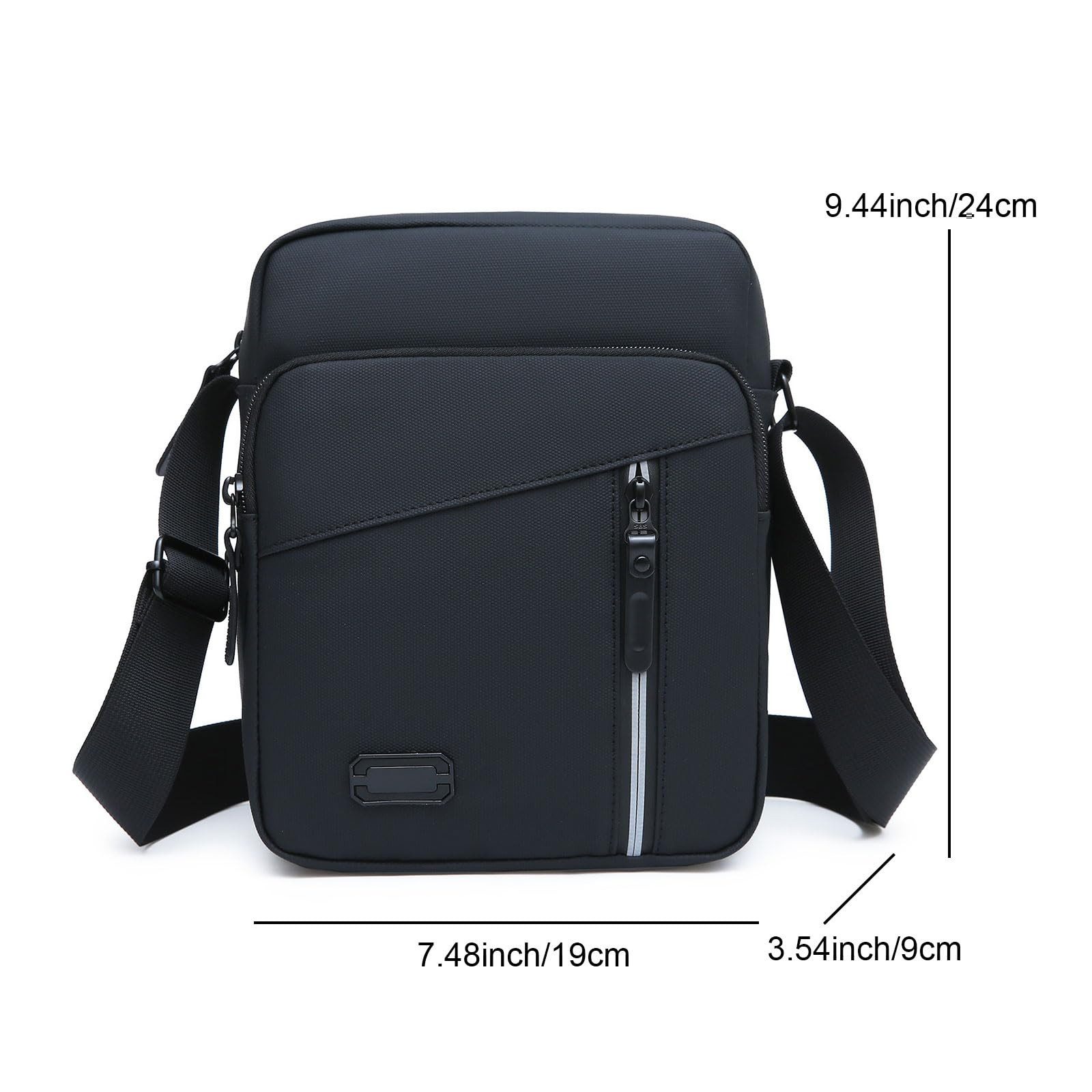 Zaewry Schultertasche Oxford Herren Tasche,Umhängetasche, Herrentasche Zum Umhängen (Verstellbarer Schultergurt Wasserdichtes Mit reflektierenden Streif), Cross – Bild 4 von 5