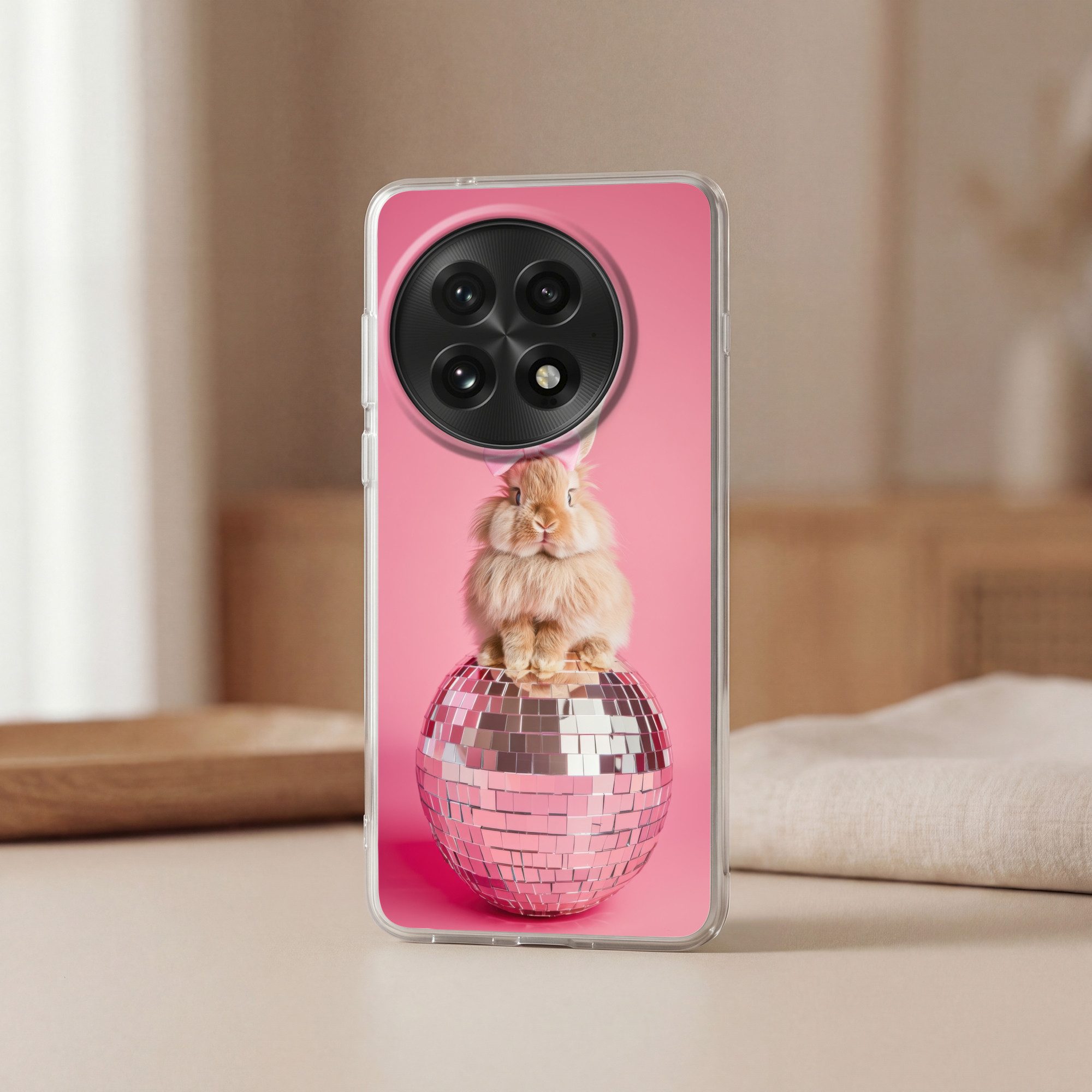 MuchoWow Handyhülle für OnePlus 13 Schleife - Discoball - Kaninchen, Phone Case, Silikon, Schutzhülle Dünn
