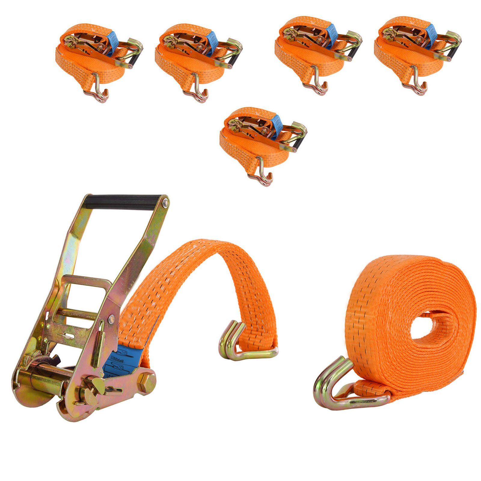 Spanngurt mit Ratsche Zurrgurt 6m 3000kg 3to 2-tlg. 35mm TÜV / GS orange Auto