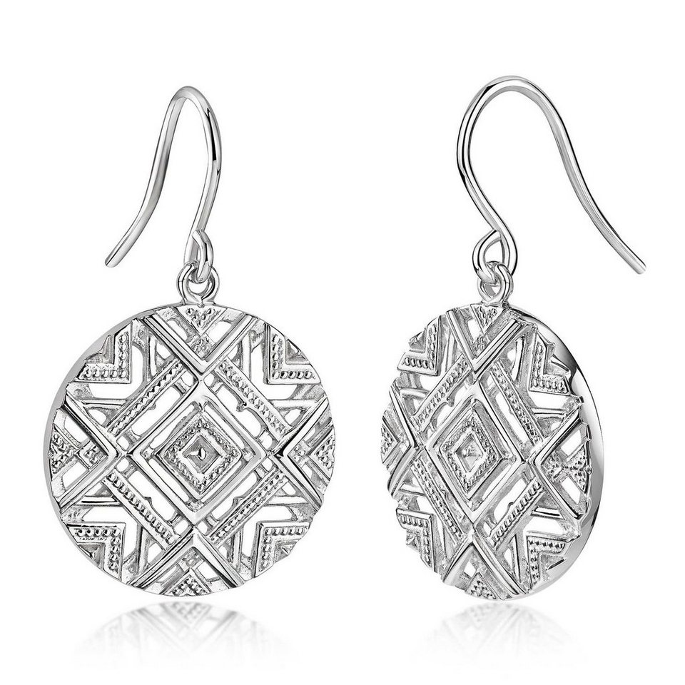 Materia Paar Ohrhänger Damen Silber Ornament Mandala Afrikanisch SO-338, 925  Sterling Silber, rhodiniert