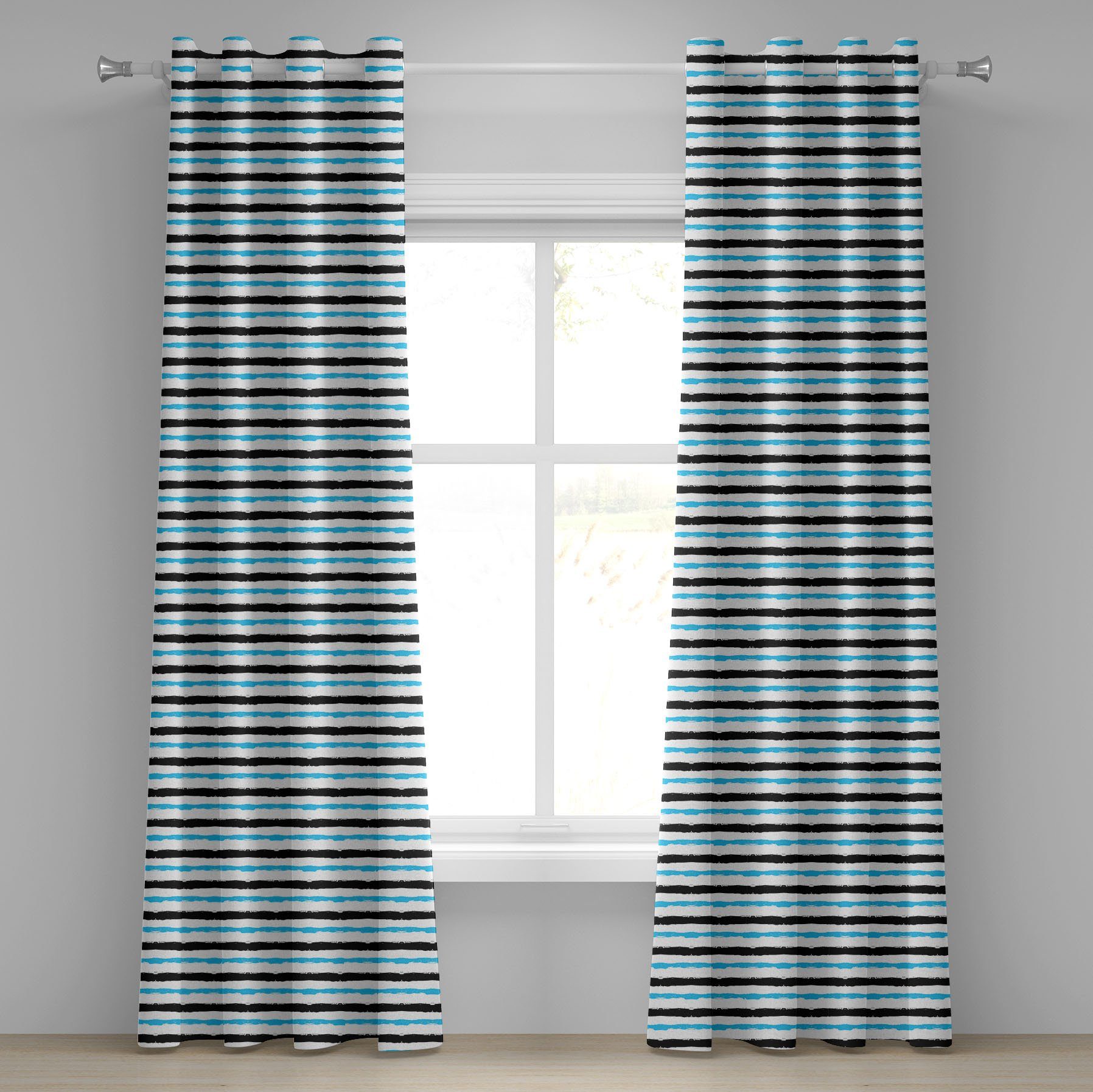 Gardine Dekorative 2-Panel-Fenstervorhänge für Schlafzimmer Wohnzimmer, Abakuhaus, Abstrakt Farbe Bands Stripes