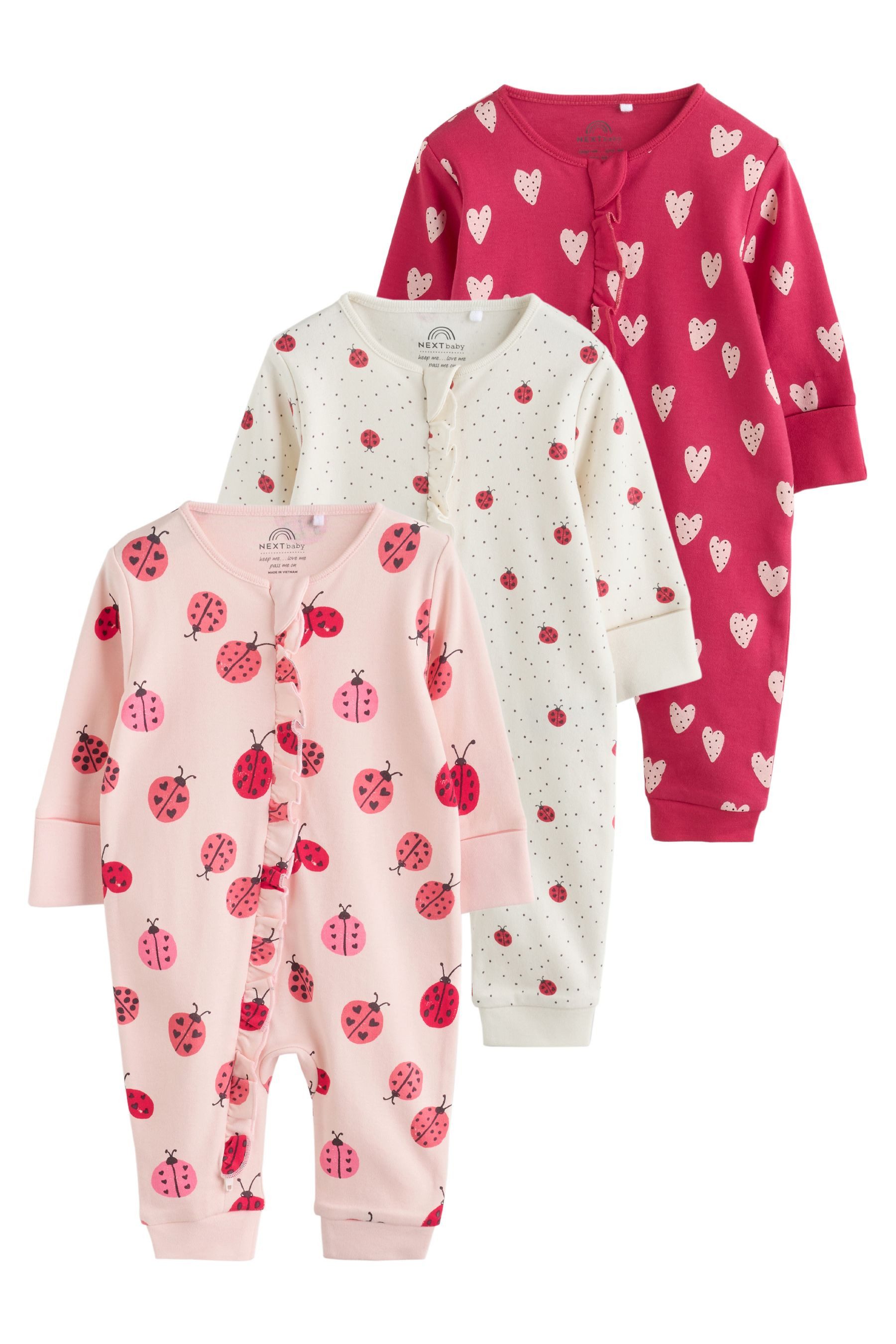 Next Schlafoverall Baby-Schlafanzüge mit Zwei-Wege-RV, 3er-Pack (3-tlg)