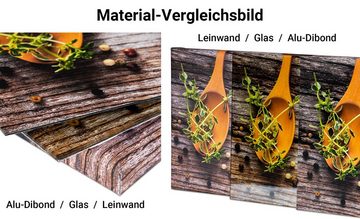 Levandeo® Wandbild, Wandbild 80x30cm Alu Dibond Gewürze Kräuter Küche Küchenbild