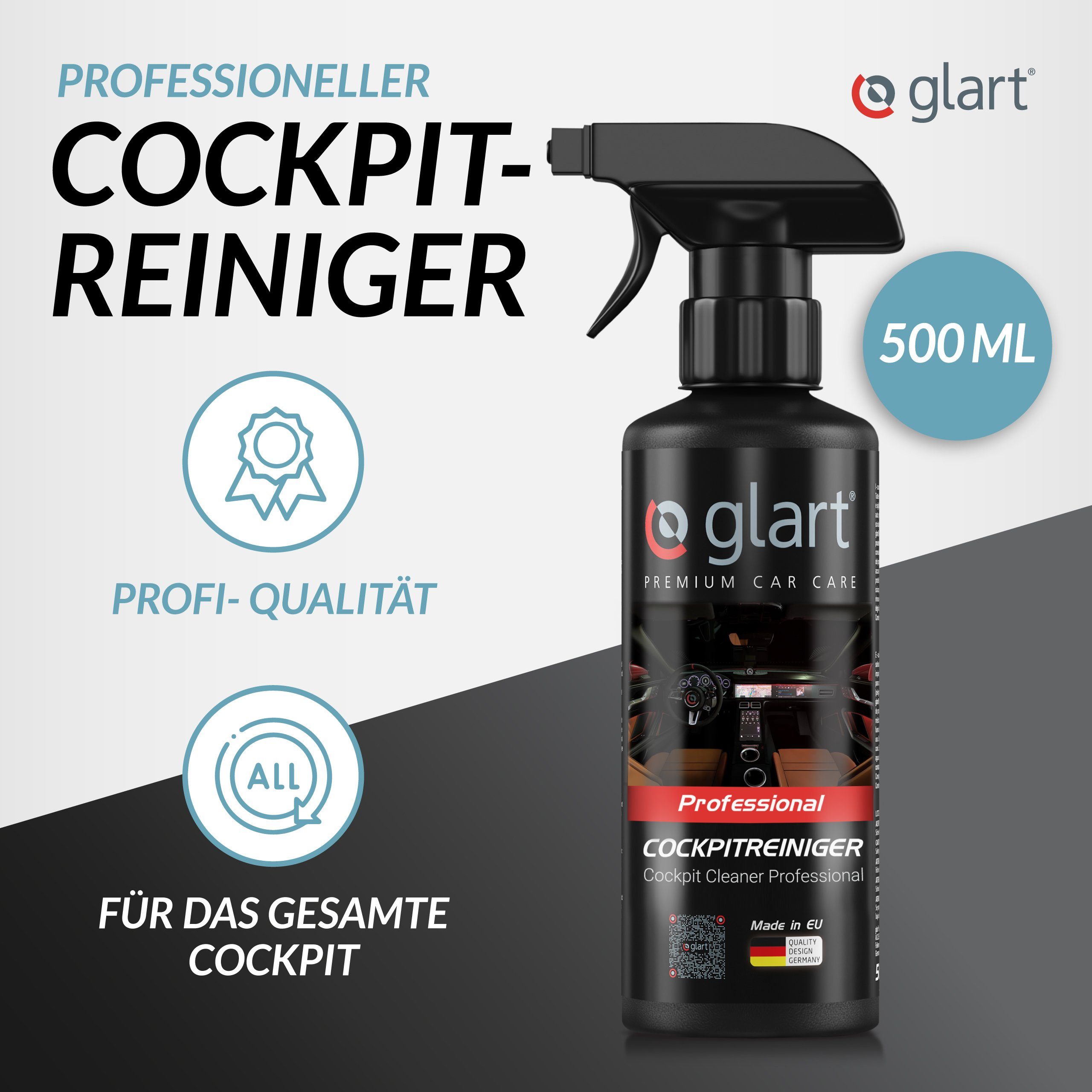 Glart 45CR Cockpitpflege Innenraum Auto - Universal Cockpit Reiniger 500ml Auto-Reinigungsmittel