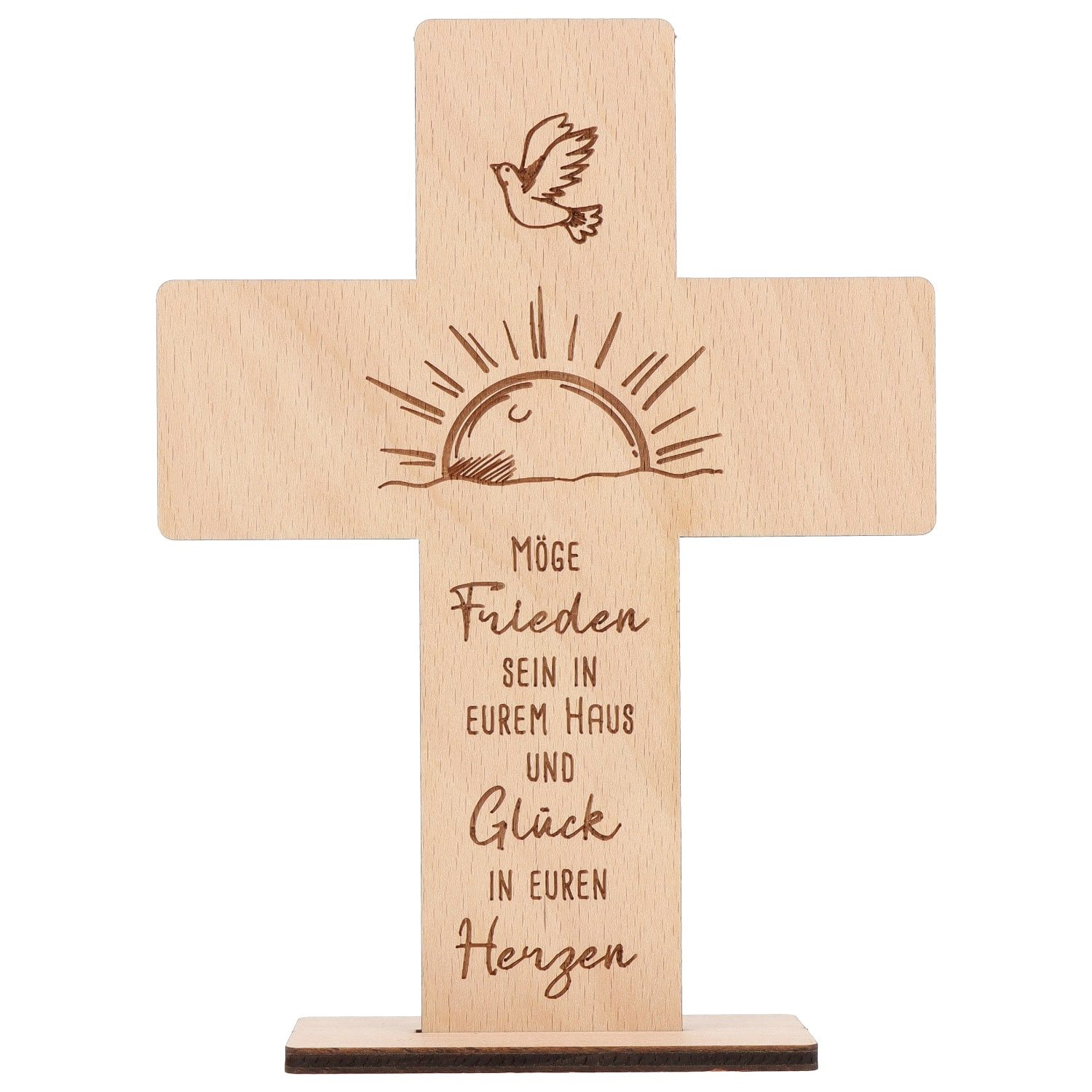 Spruchreif® Dekoobjekt Holzkreuz mit Gravur – Geschenk zur Konfirmation, Kommunion & Taufe