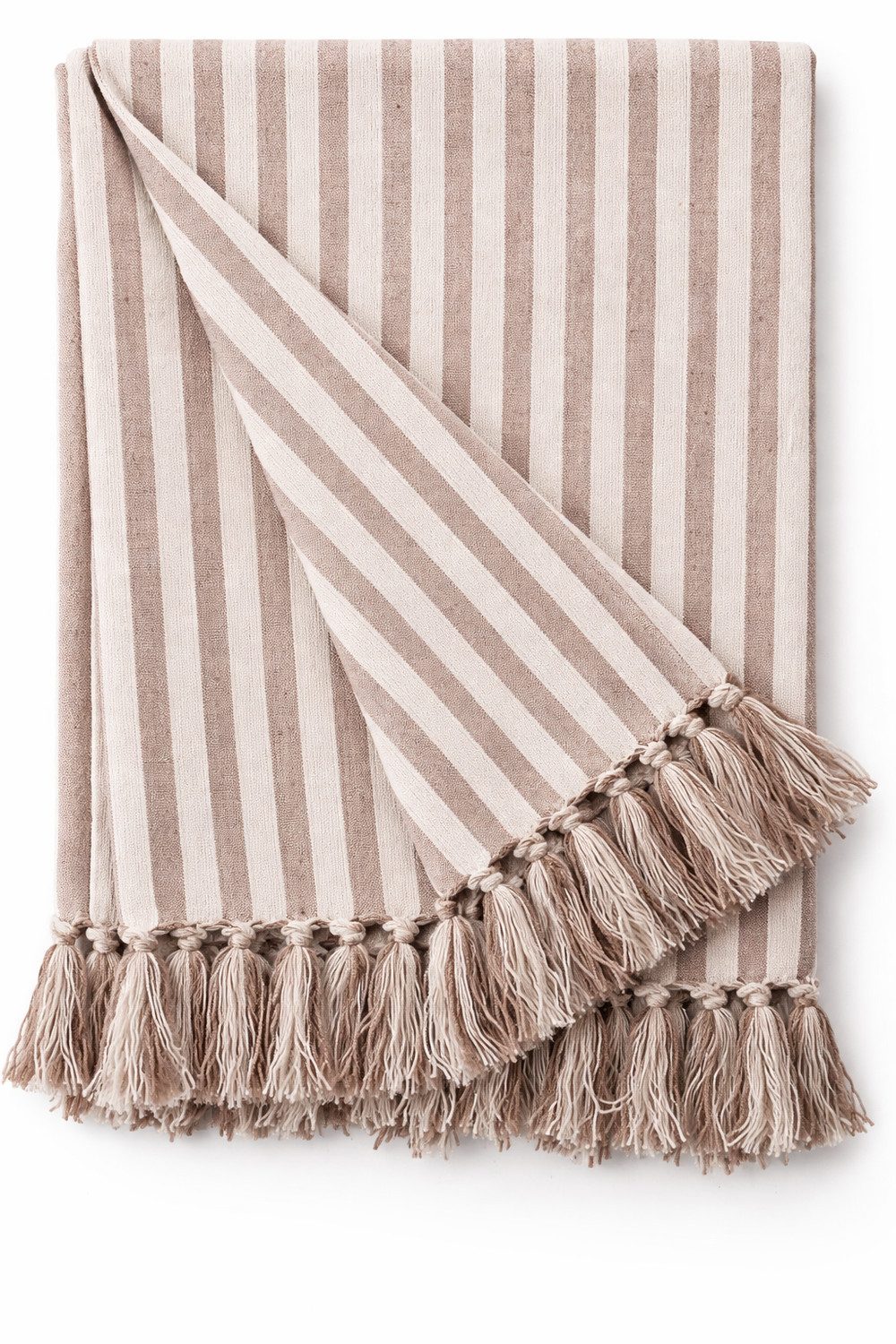 Wohndecke Pink Streifen, AU Maison, Gestreift 100 % Baumwolle mit Fransen 130x180 cm