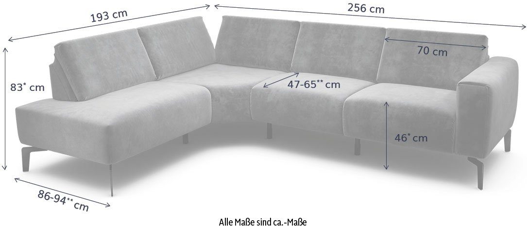3 Sensoo Sitzhärte, Sitzposition, (verstellbare Ecksofa Komfortfunktionen Sitzhöhe) Cosy1,