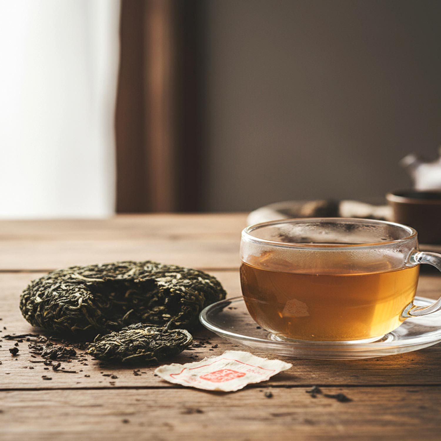 tea exclusive Tee Pu-Erh 2020 Jingmai Gu Shu, China, Fladen 200g, leicht und spritzig mit leichter Bitterkeit, die bei weiteren Aufgüsse