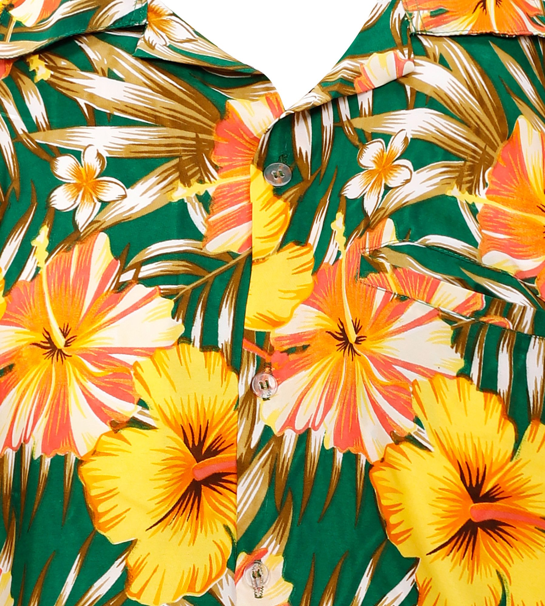 King Kameha Hawaiihemd Tropical Hibiscus Funky Hawaii-Hemd Kurzarm Front-Tasche Unisex