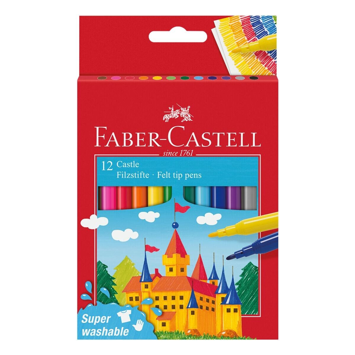 Faber-Castell Filzstift farbsortiert, (12-tlg), mit feiner Rundspitze