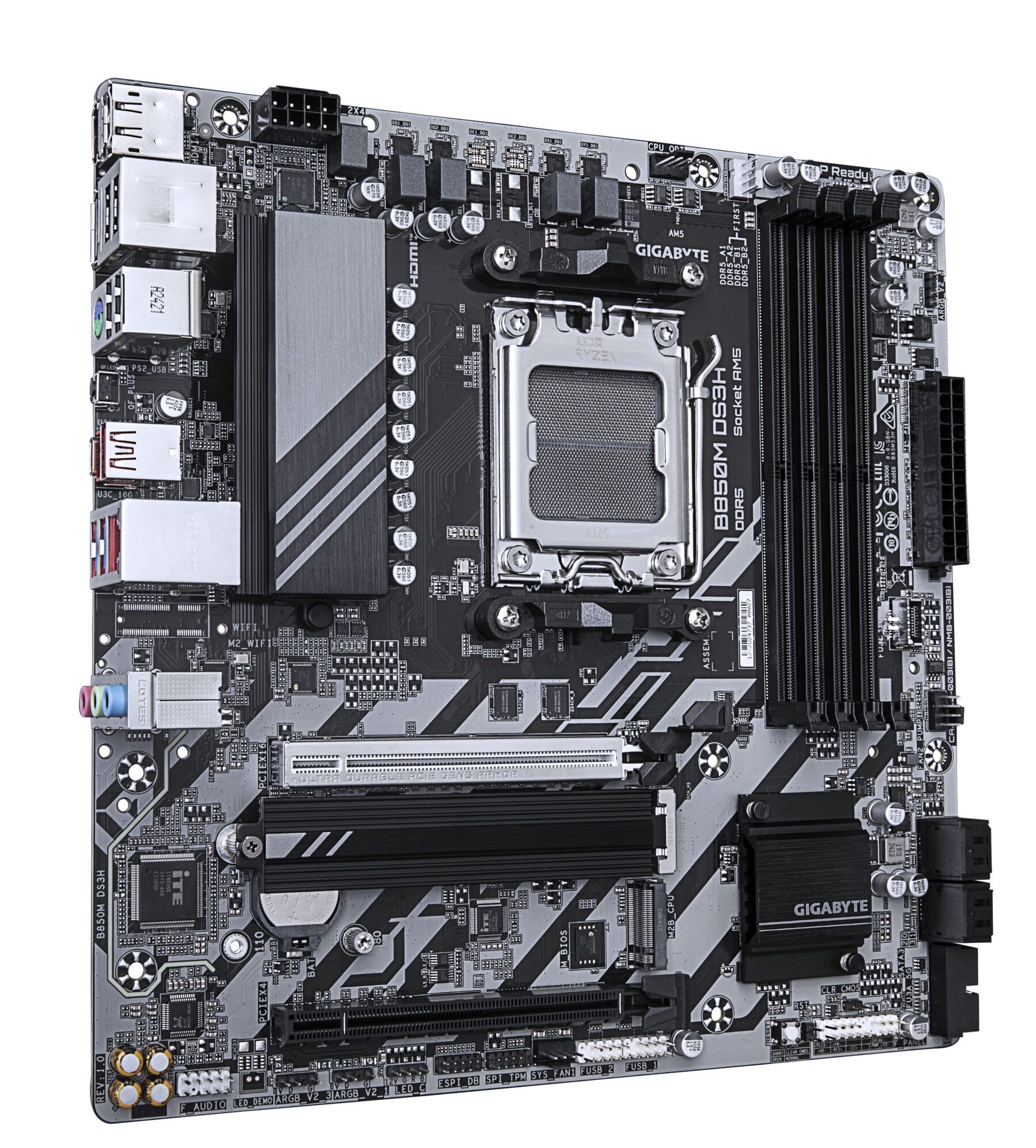 Gigabyte B850M DS3H Motherboard - AMD Ryzen 9000 Series CPUs, 16+2+2 Phasen Dig Mainboard