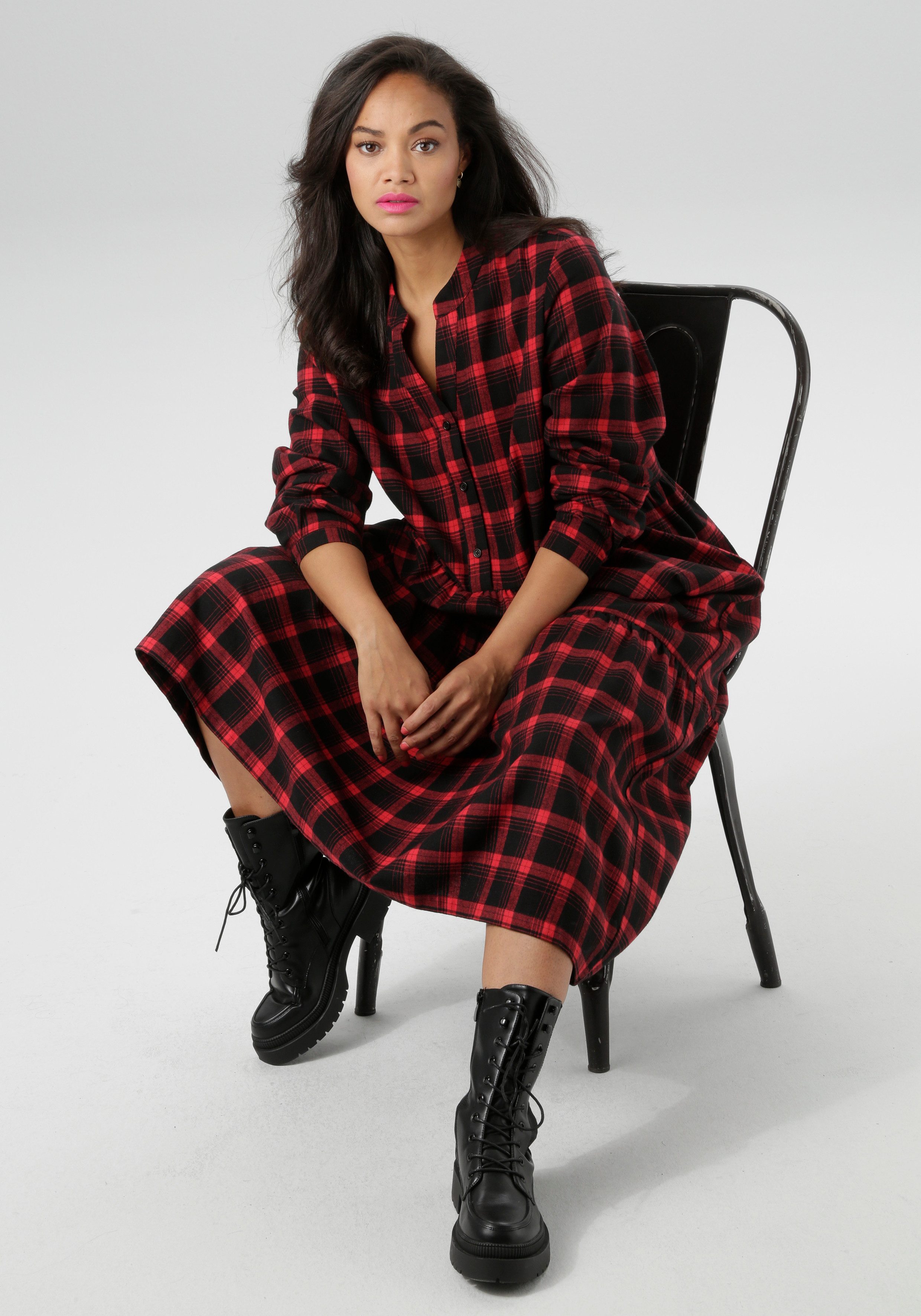 Aniston PLUS Karokleid aus weicher Flanell mit Karo