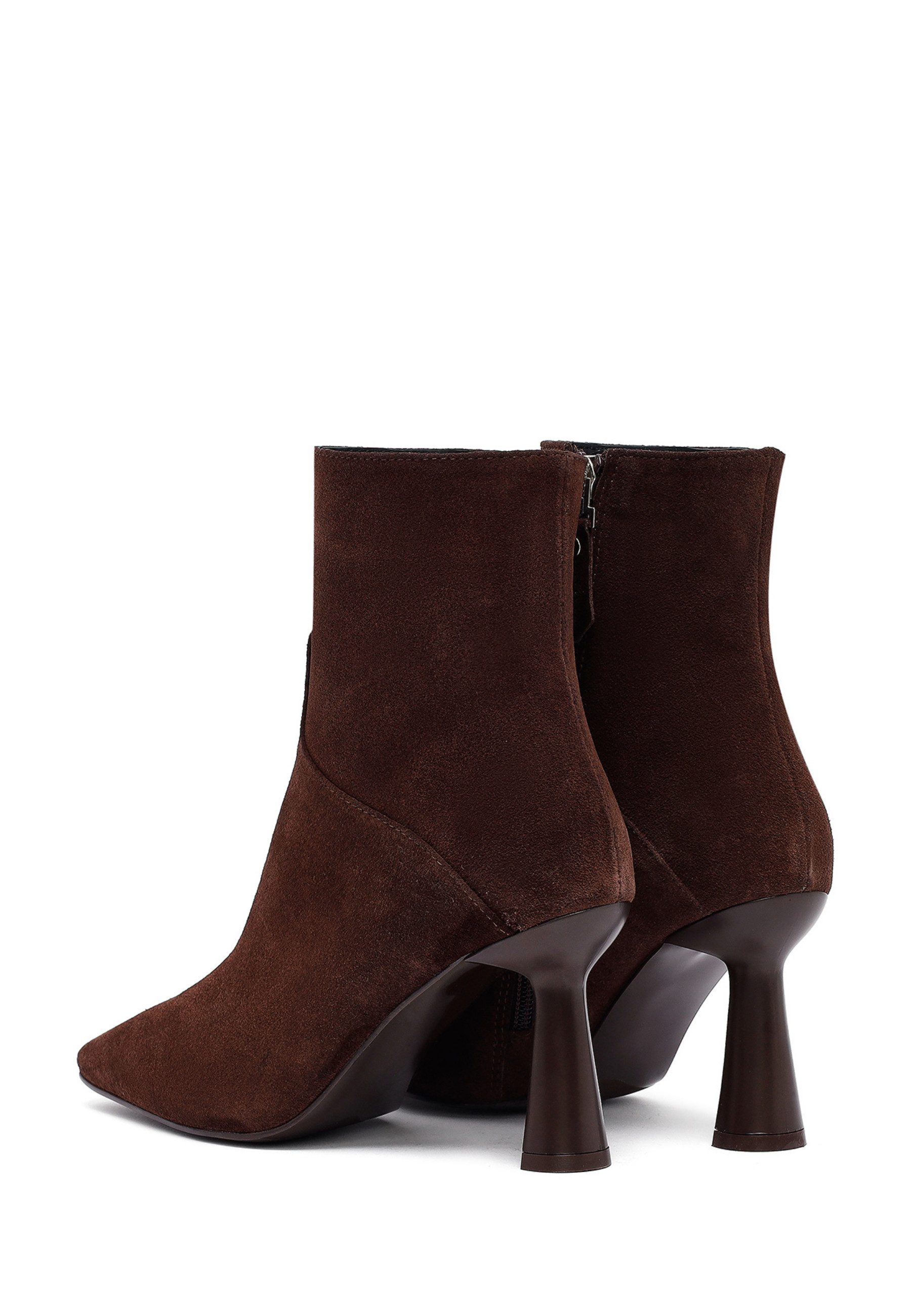 Derimod Absatz-Stiefeletten aus Veloursleder Ankleboots Leder-Textil-Futter, TPU Sohle, Absatz 9 cm