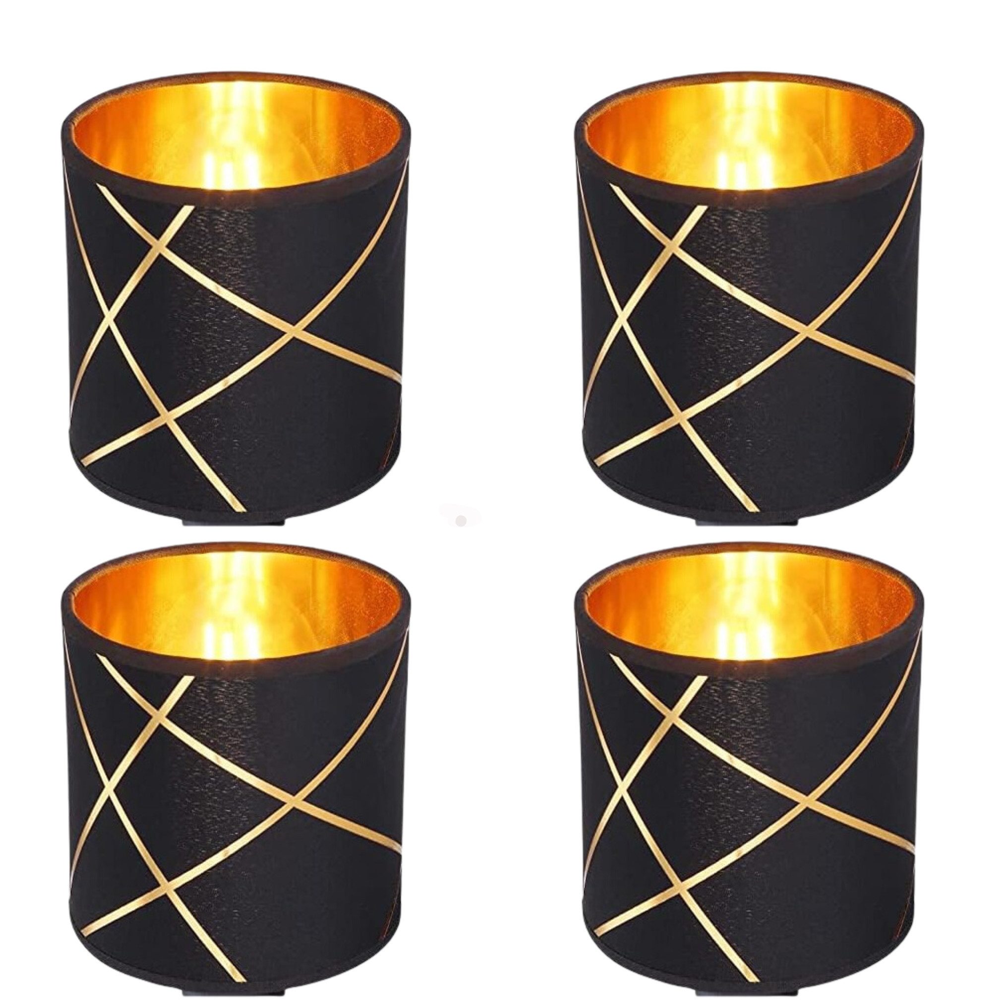 4x Schwarz / Gold Muster Ø 13cm