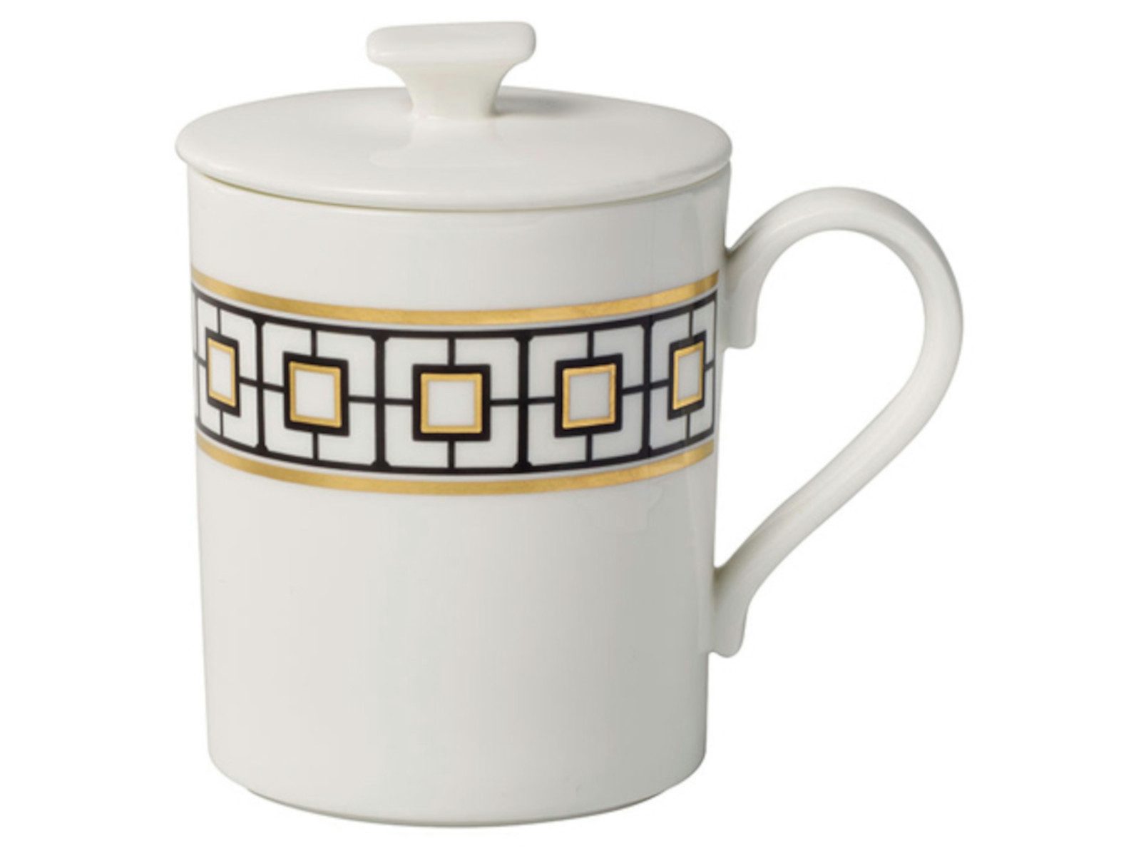 Villeroy & Boch Becher Signature Metrochic Becher mit Deckel 0,32 l, Premium Bone Porcelain, MetroChic Gifts Becher mit Deckel