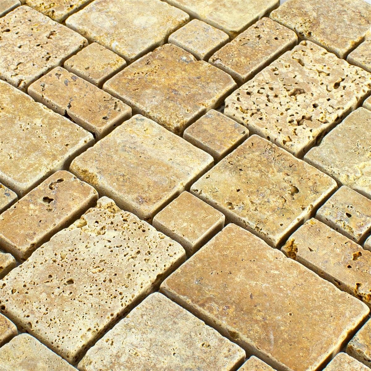 Mosafil Mosaikfliesen Naturstein Travertin Mosaikfliesen LaGrange, Travertin 30.500x30.500, gold, Rutschfest