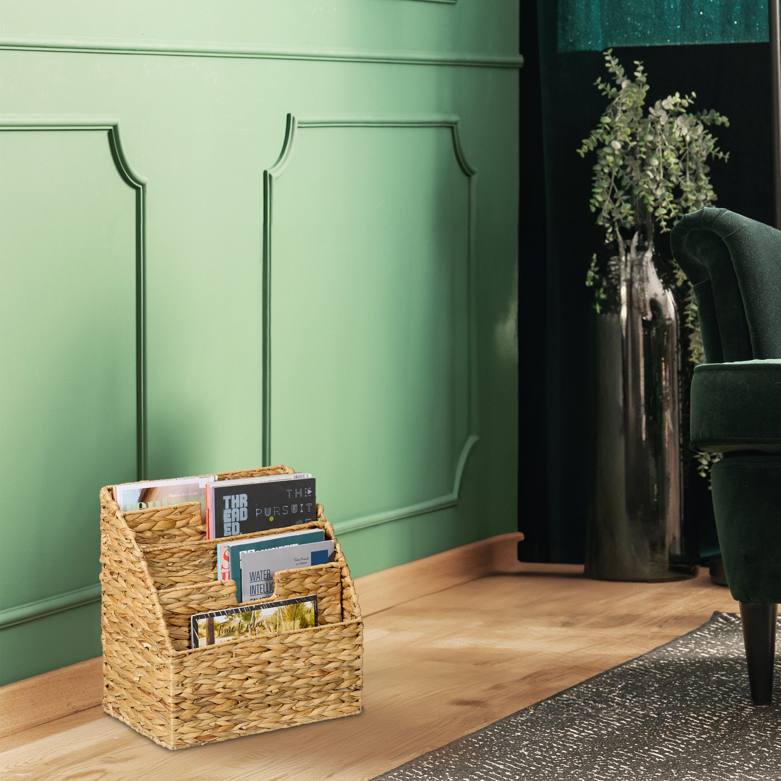 relaxdays Zeitungsständer Wasserhyazinthe 4 Fäch günstig online kaufen