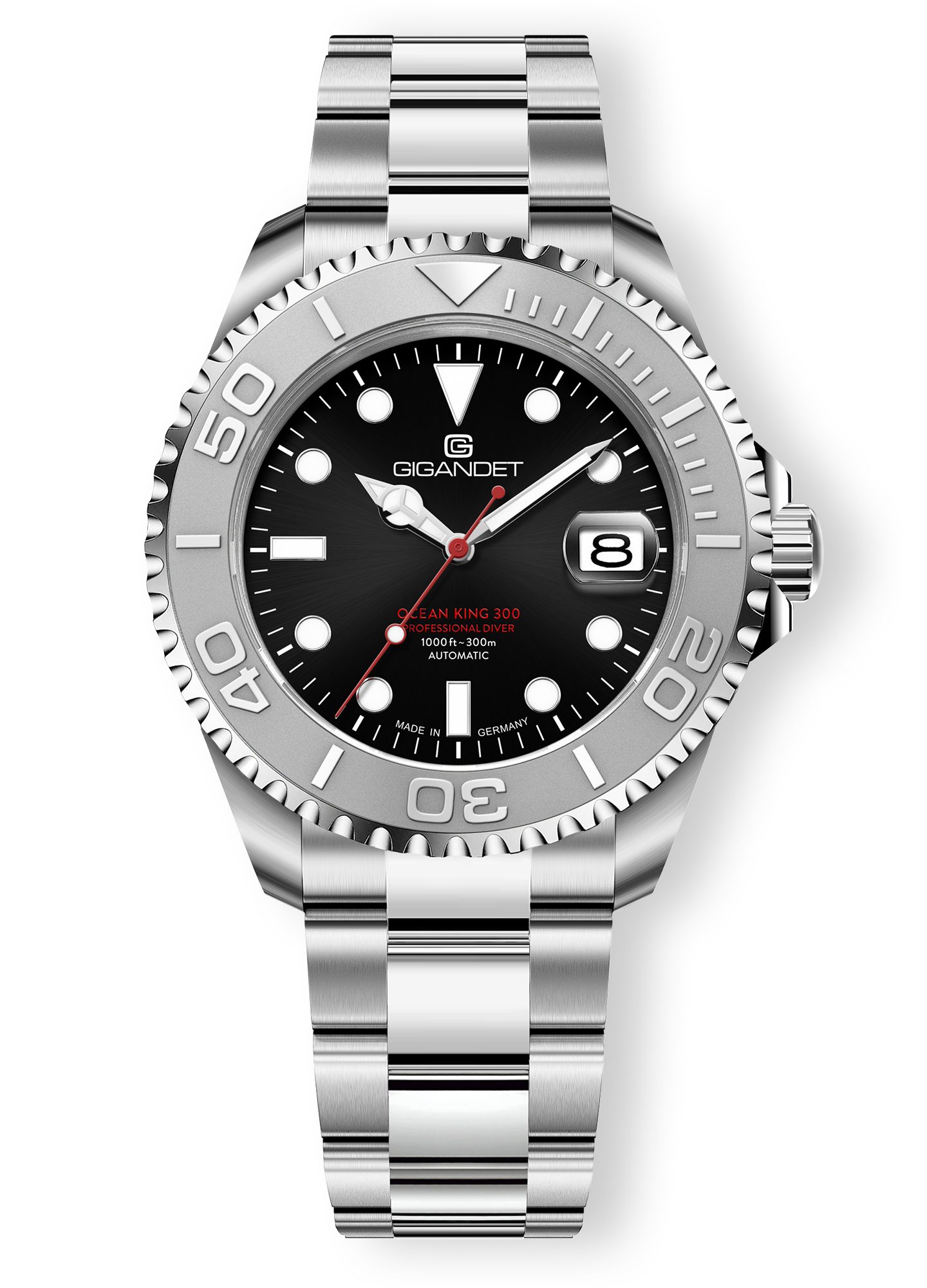 Gigandet Automatikuhr OCEAN KING G404-002M, Made in Germany, Saphirglas, Edelstahl-Inlay, Swiss SuperLuminova