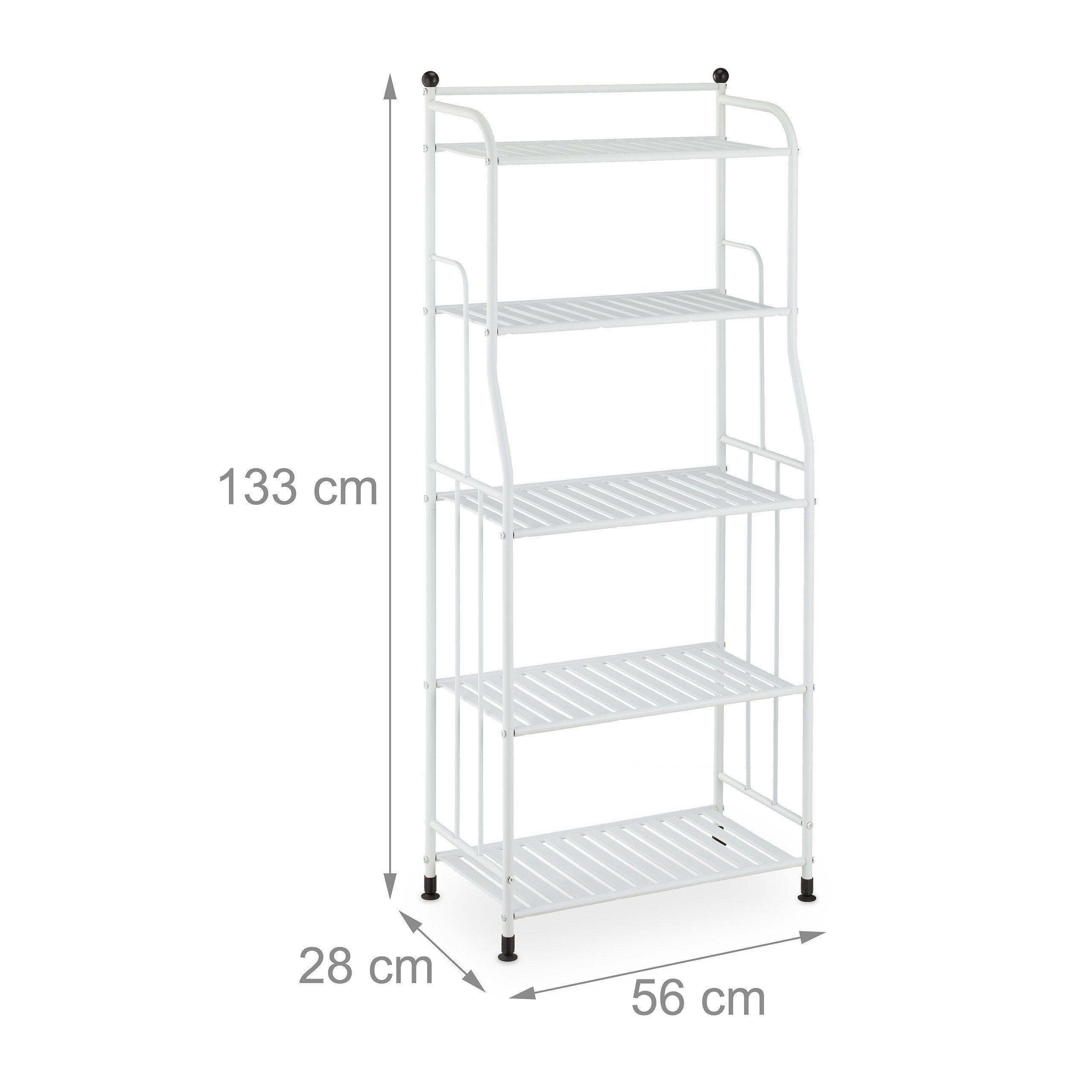 Standregal Weiß Schwarz Standregal weiß Ablagen, 5 relaxdays | mit Weiß