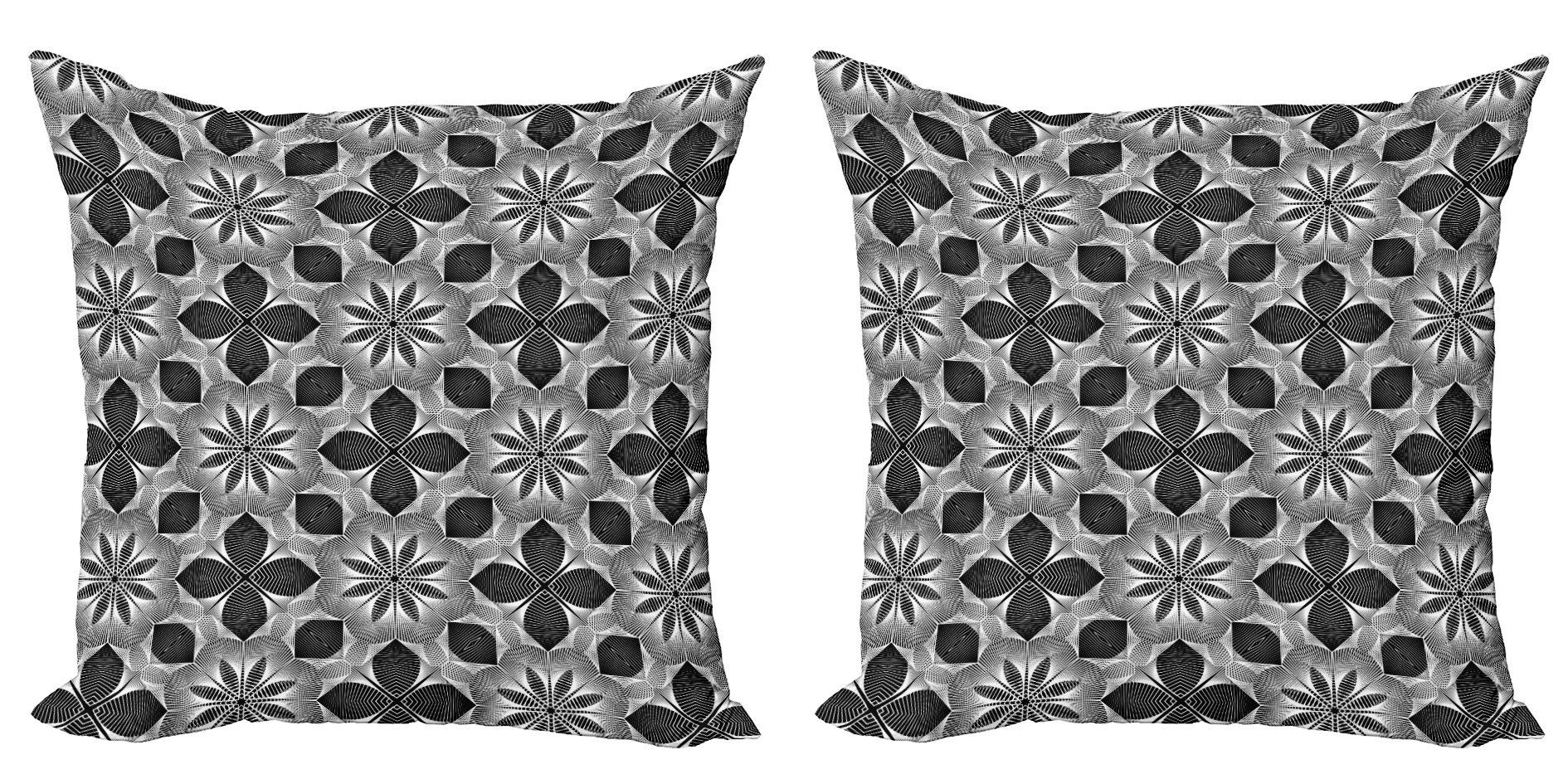 Modern Doppelseitiger Accent Schraffieren Gitter Blumen Abakuhaus (2 Stück), Digitaldruck, Kissenbezüge geometrische