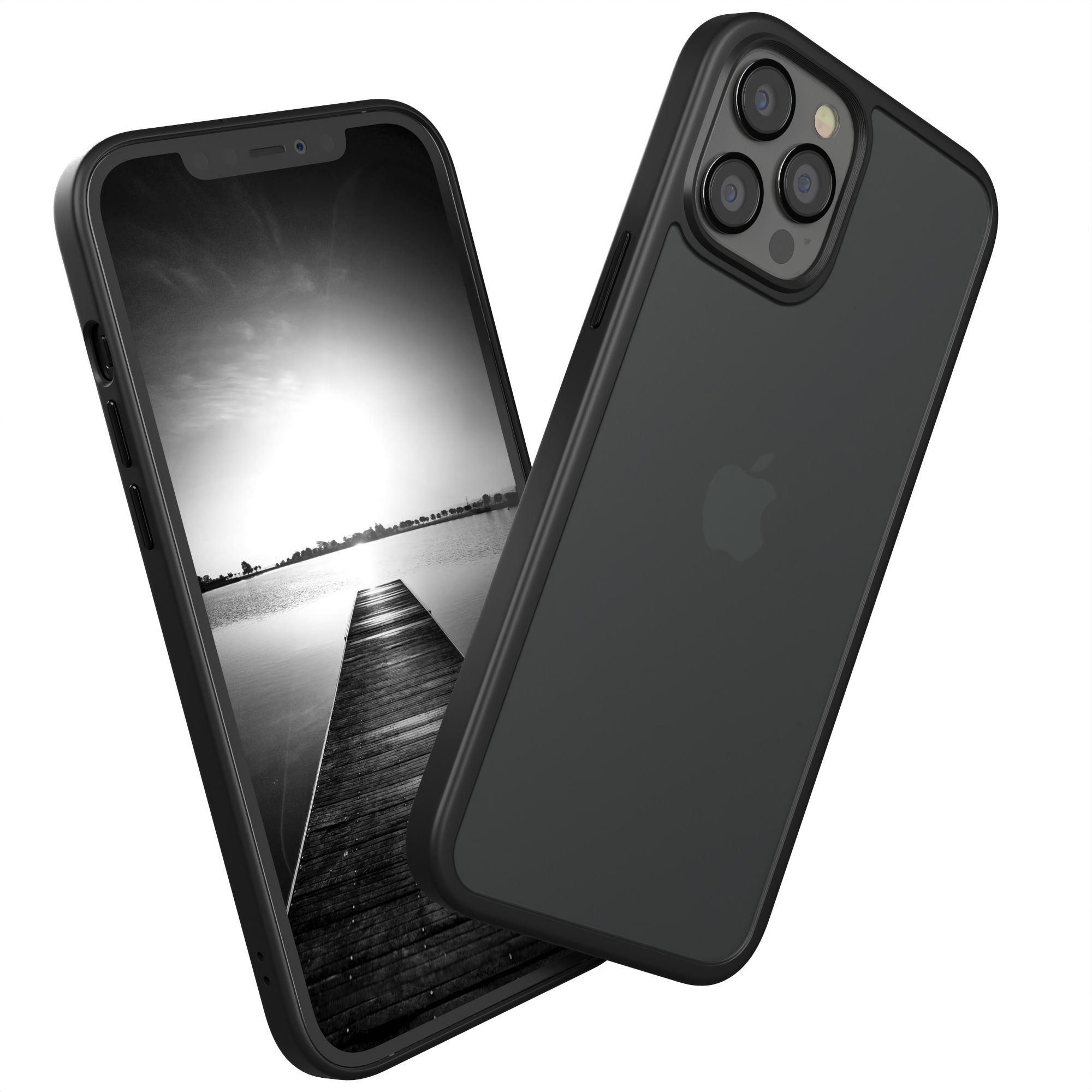 EAZY CASE Handyhülle Outdoor Case für Apple iPhone 12 Pro Max 6,7 Zoll, Hülle Outdoor kratzfest Schutzhülle mit Kameraschutz Robust Schwarz