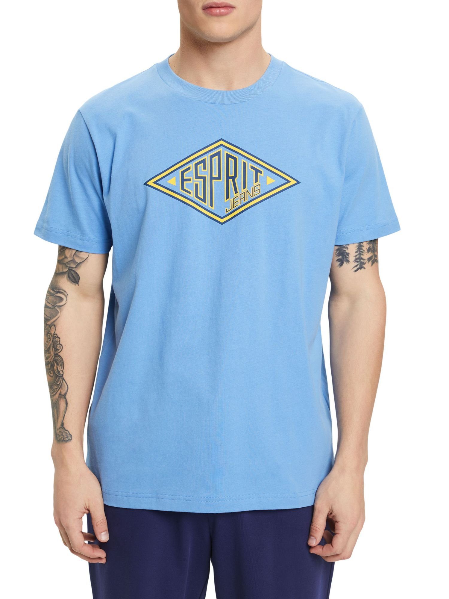 (1-tlg) LAVENDER mit BLUE Logo Esprit T-Shirt LIGHT Baumwoll-T-Shirt