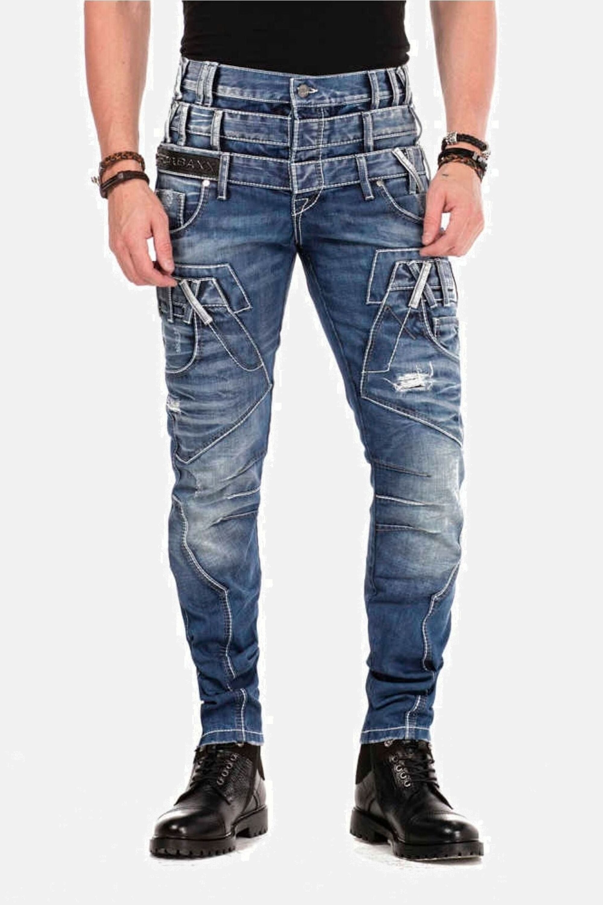 Cipo & Baxx Röhrenjeans Jeans mit Dreifachbund in Straight Fit, CD-466 günstig online kaufen